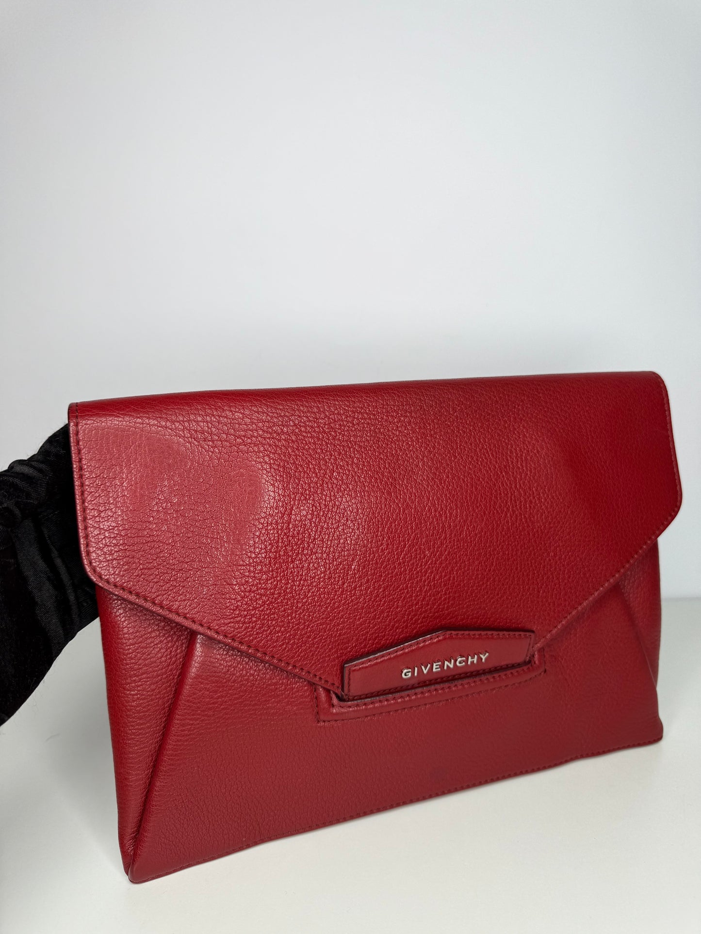 Givenchy Red Sugar Goatskin Leather Envelope Clutch Bag