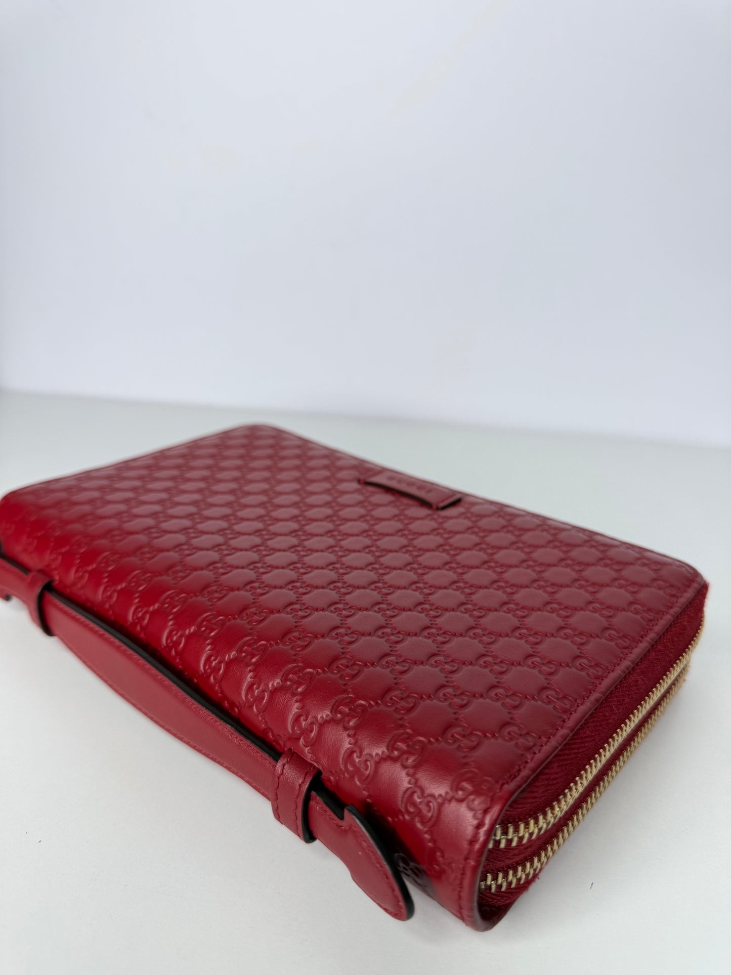 Gucci Burgundy Microguccissima Zip Around Travel Wallet