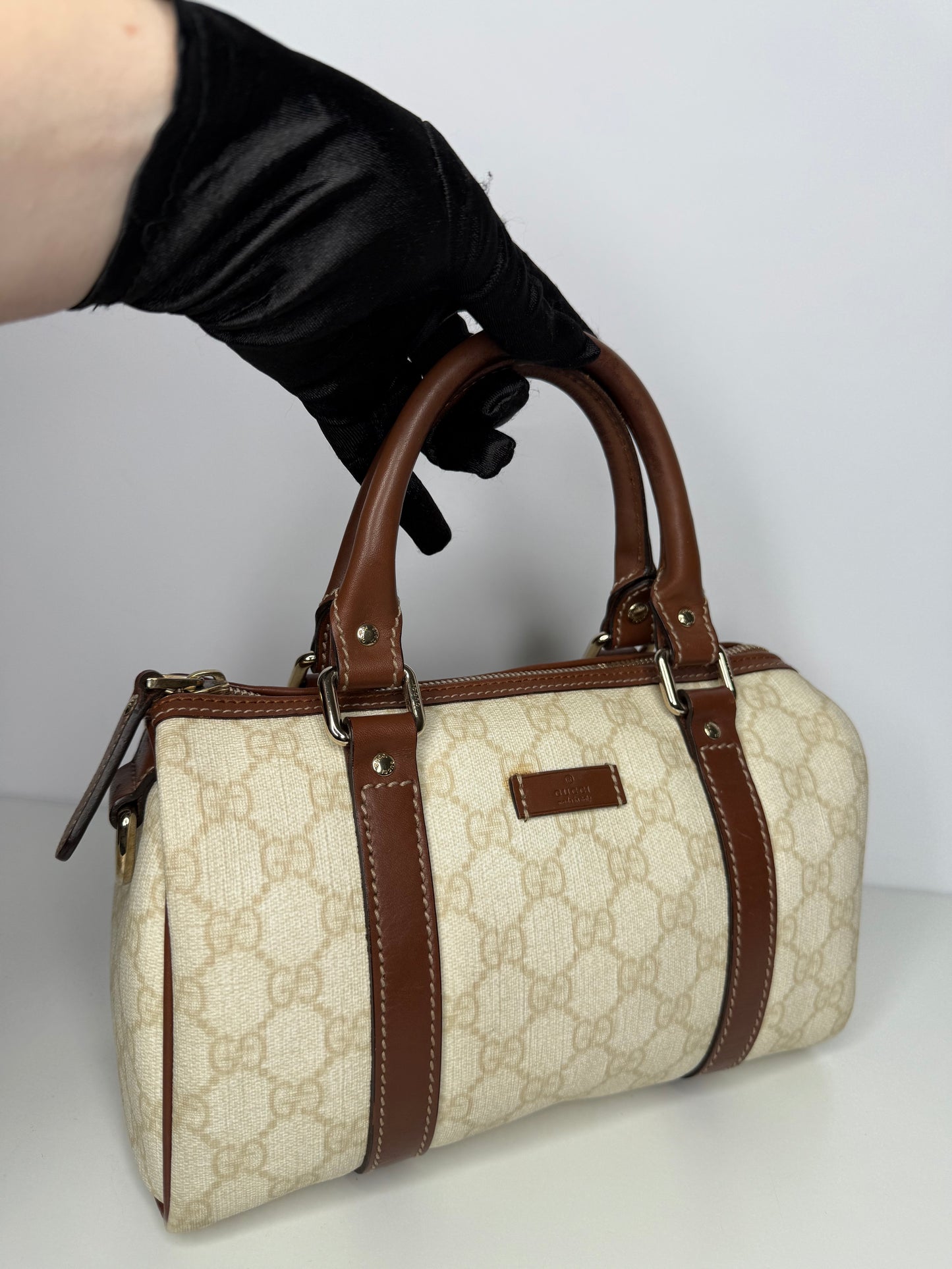 Gucci White GG Coated Canvas Small Joy Boston Bag