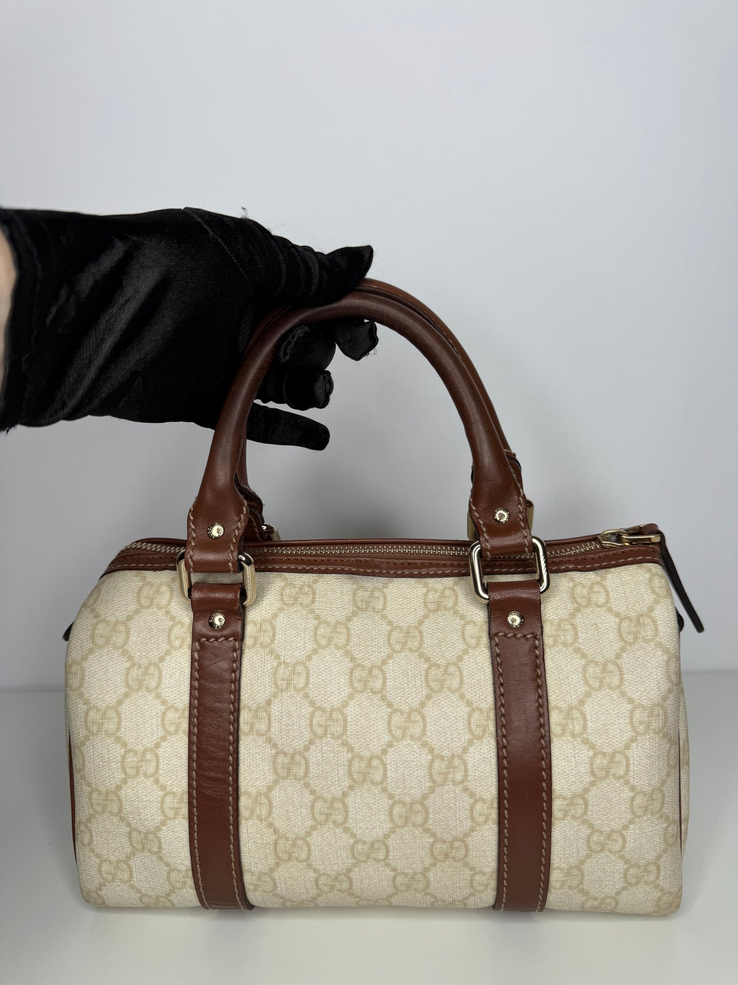 Gucci White GG Coated Canvas Small Joy Boston Bag