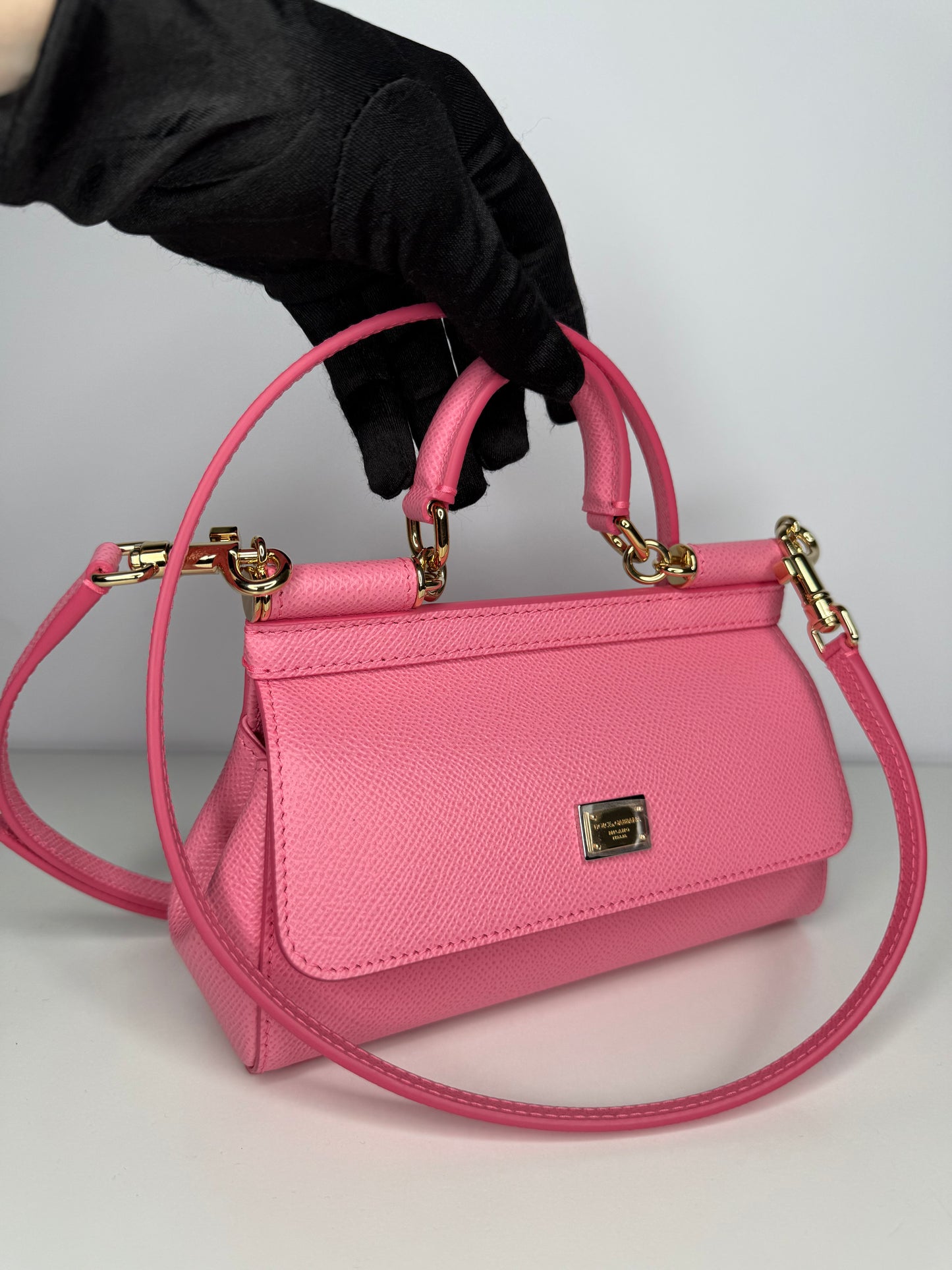 Dolce Gabbana Pink Dauphine Leather Small Sicily Crossbody Bag