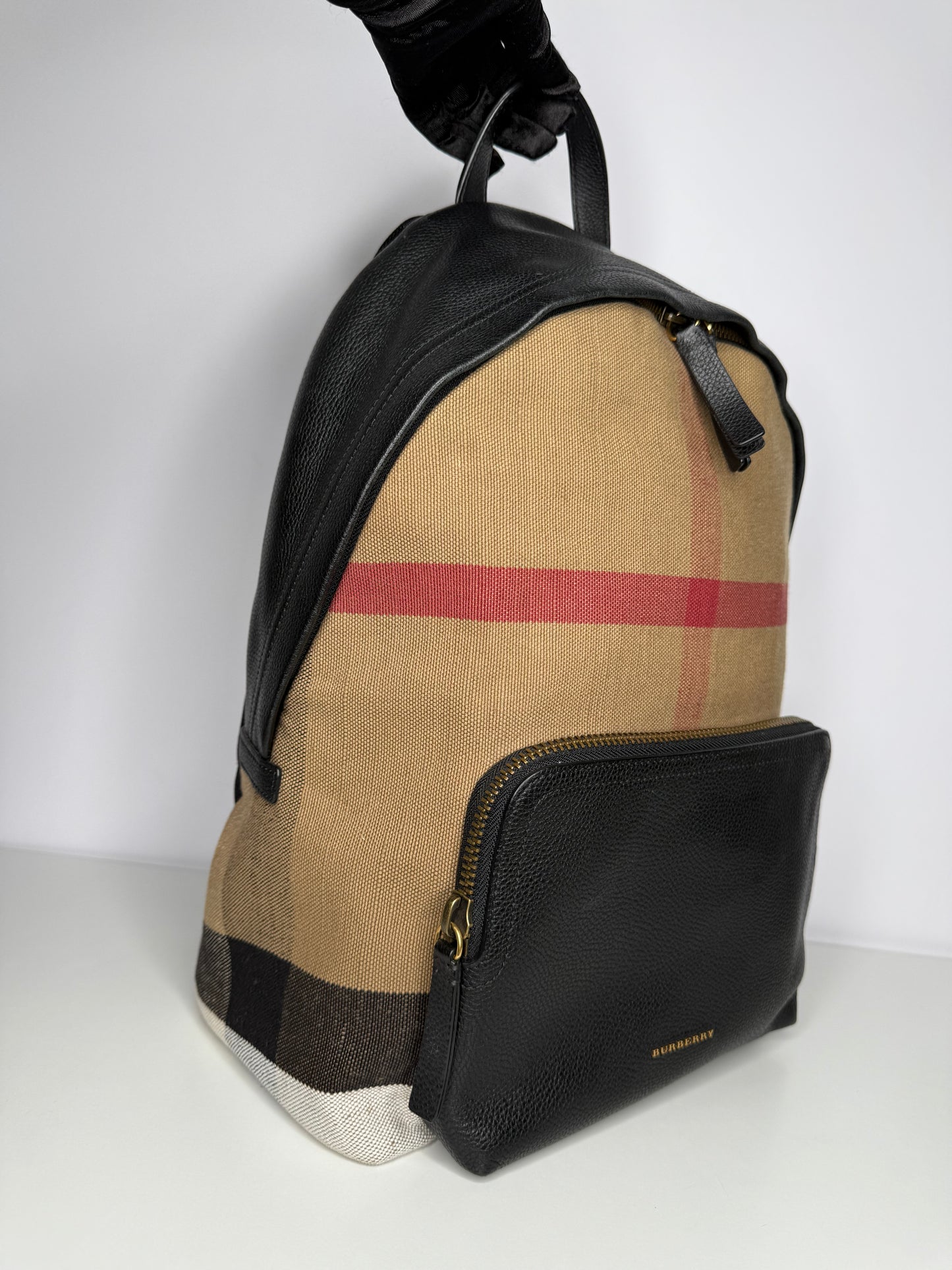 Burberry Abbeydale Backpack House Check Canvas and Leather