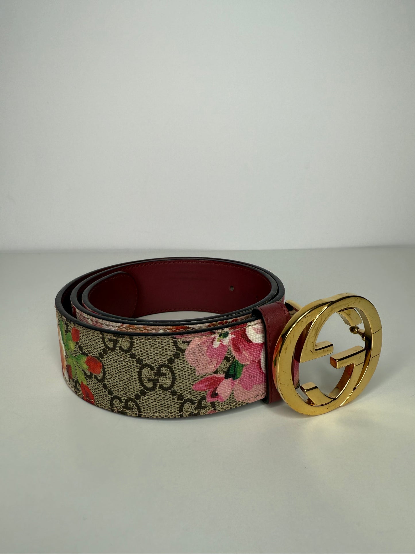 Gucci GG Supreme Monogram Blooms Interlocking G Belt