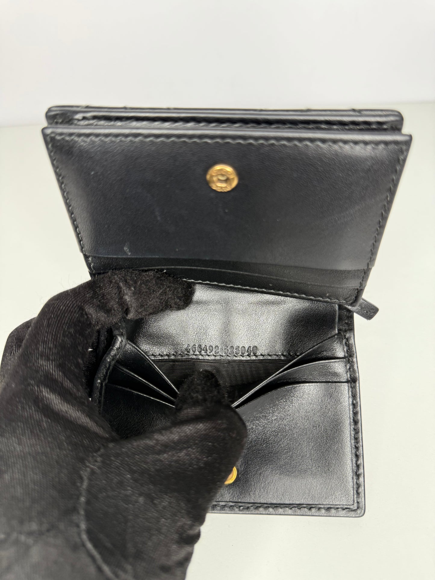 Gucci GG Marmont Black Calfskin Matelasse Card Case Wallet