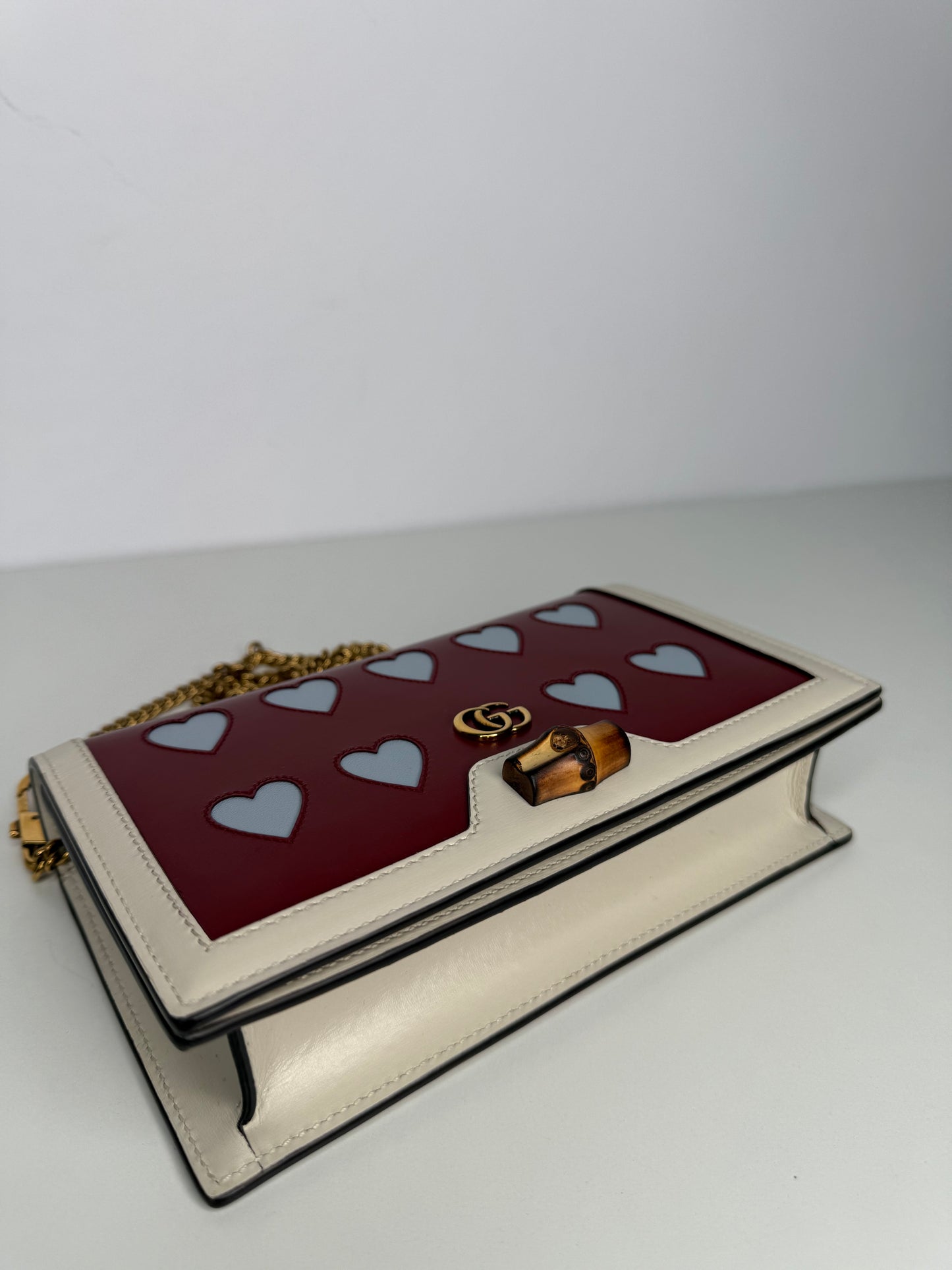 Gucci Lovelight Mini Diana Bamboo White/Bordeaux Chain Bag