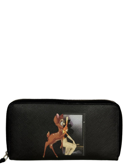 Givenchy Black Coated Canvas Bambi Zip Around Wallet