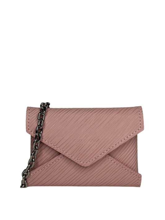 Louis Vuitton Kirigami In Epi Rose Ballerine Card Holder With Silver Chain