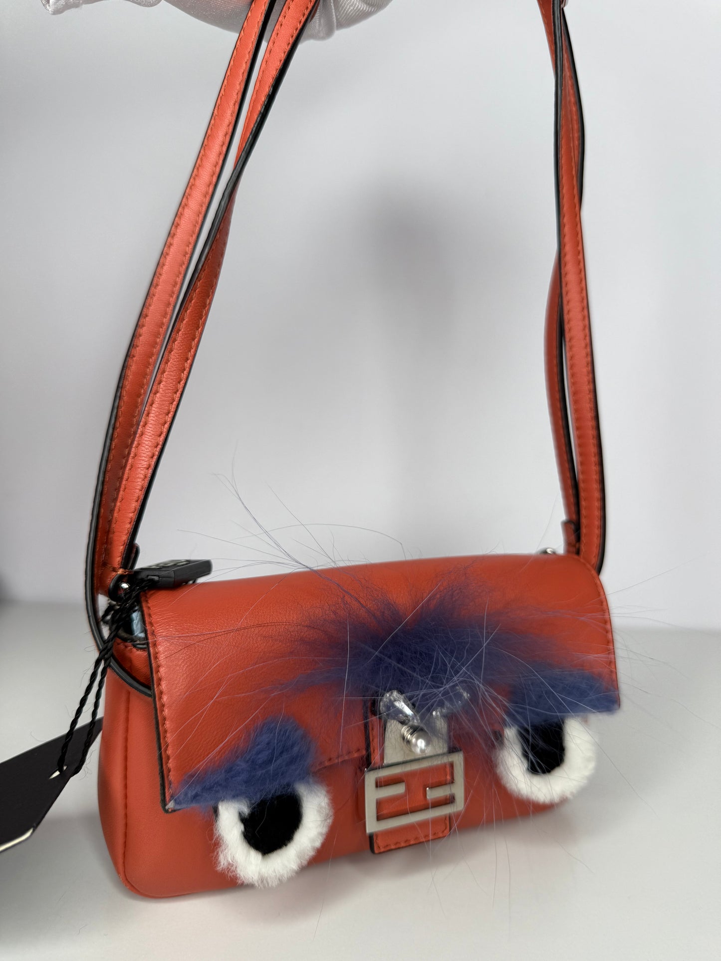 Fendi Orange Micro Monster Leather Baguette