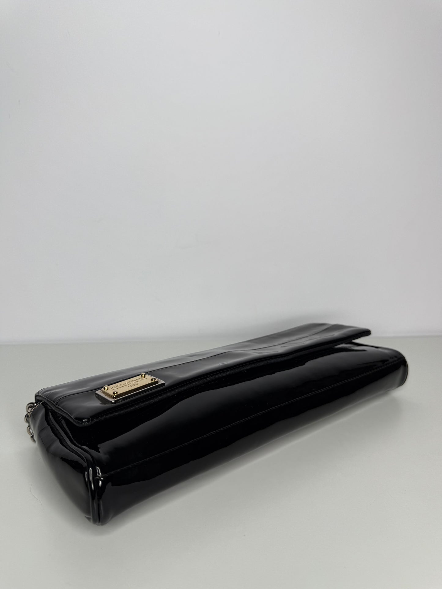 Dolce Gabbana Black Patent Leather Miss Martini Shoulder Bag