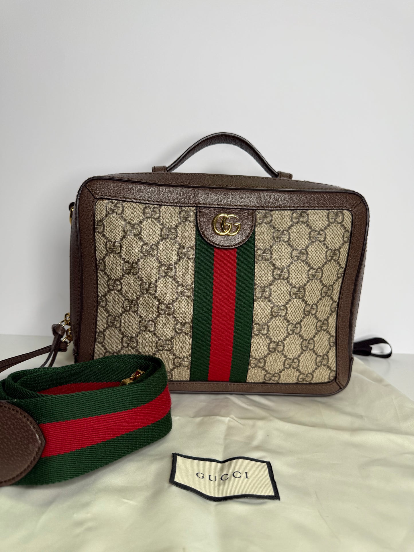 Gucci Ophidia GG Supreme Canvas and Leather Top Handle Bag