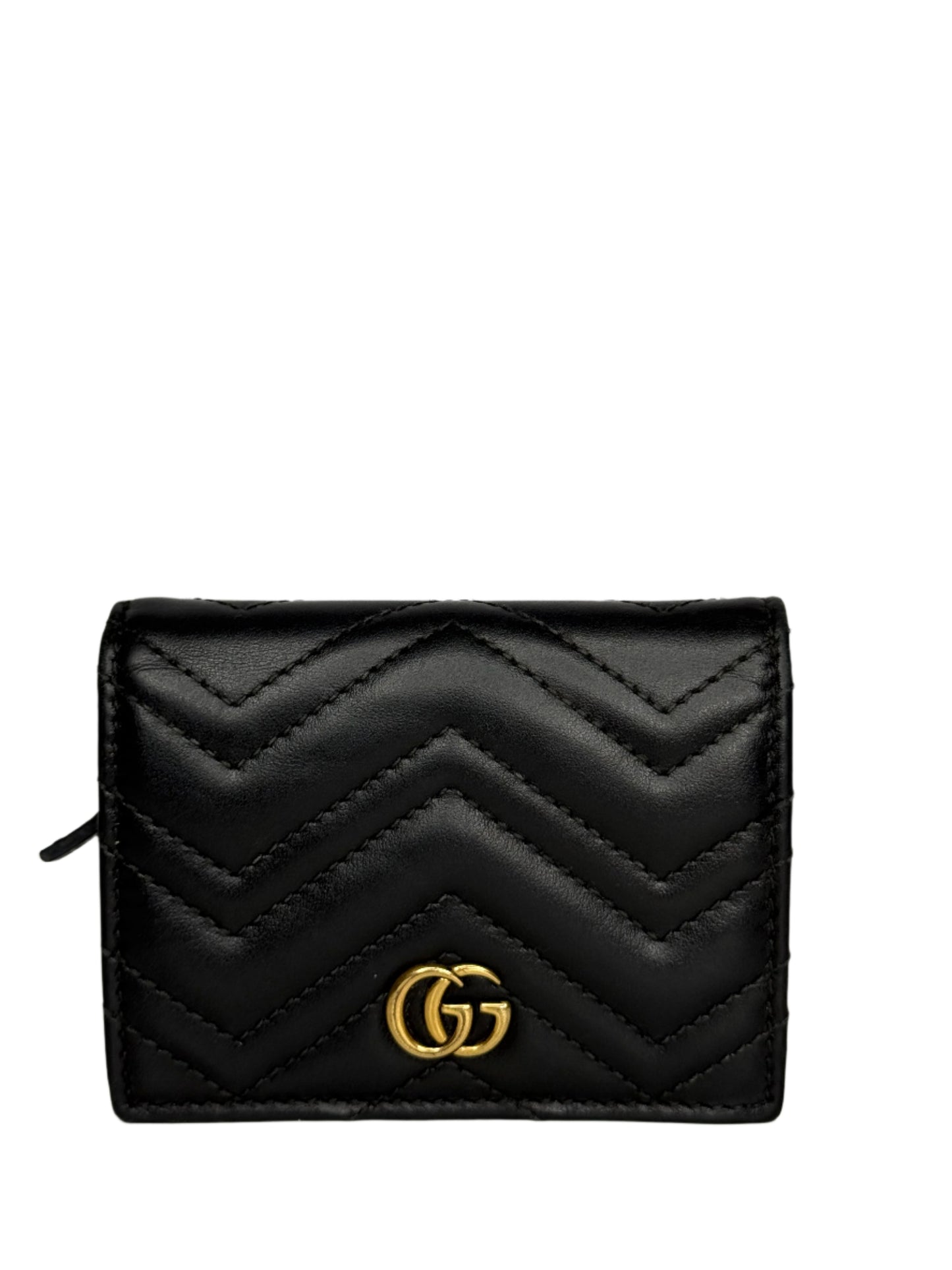 Gucci GG Marmont Black Calfskin Matelasse Card Case Wallet