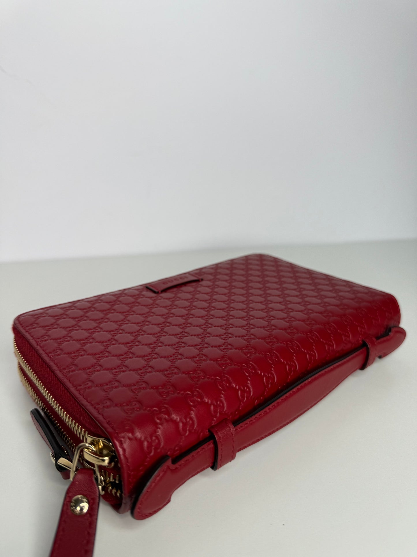 Gucci Burgundy Microguccissima Zip Around Travel Wallet