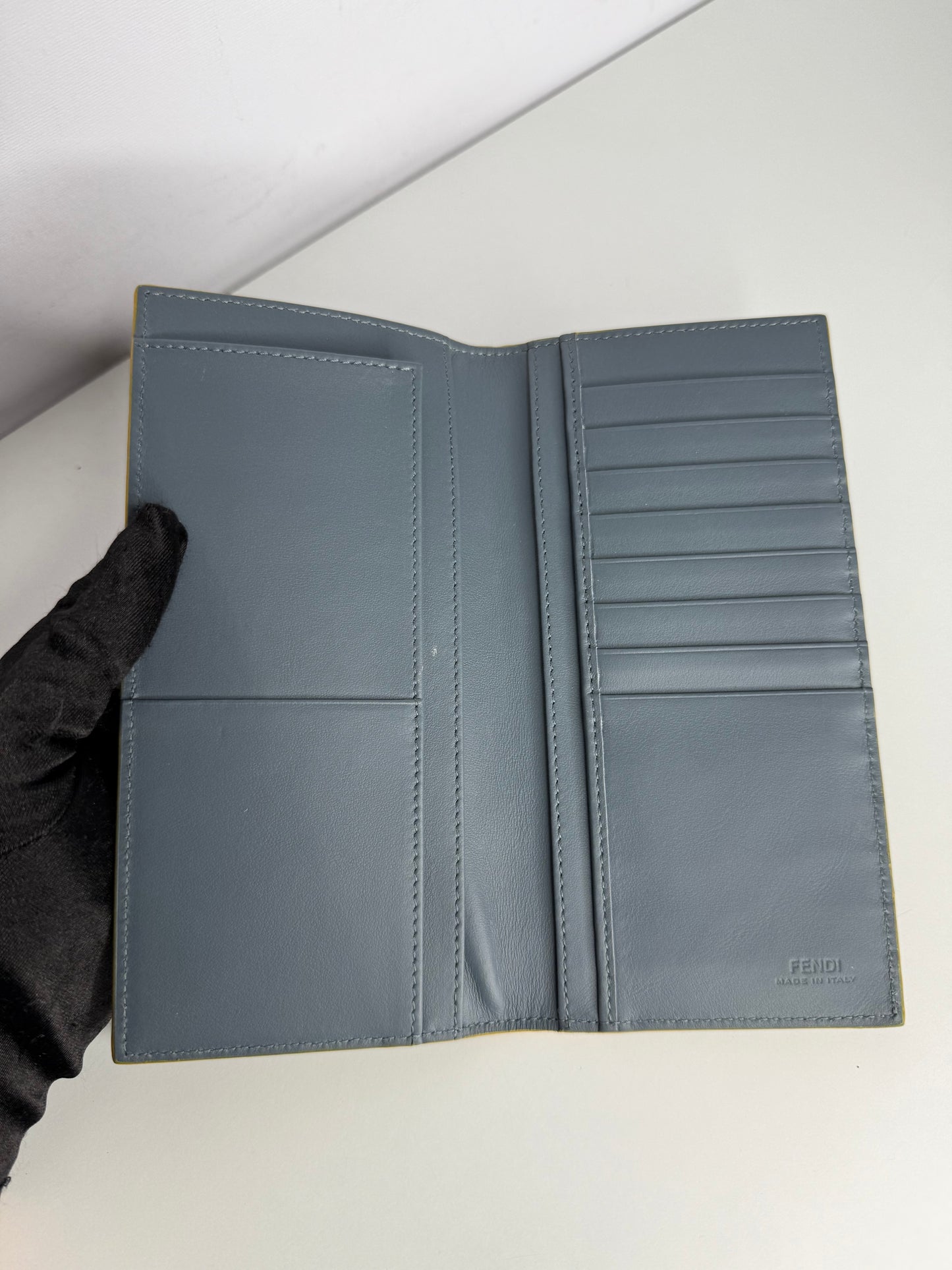 Fendi Grey Leather Continental Bifold Bill Wallet