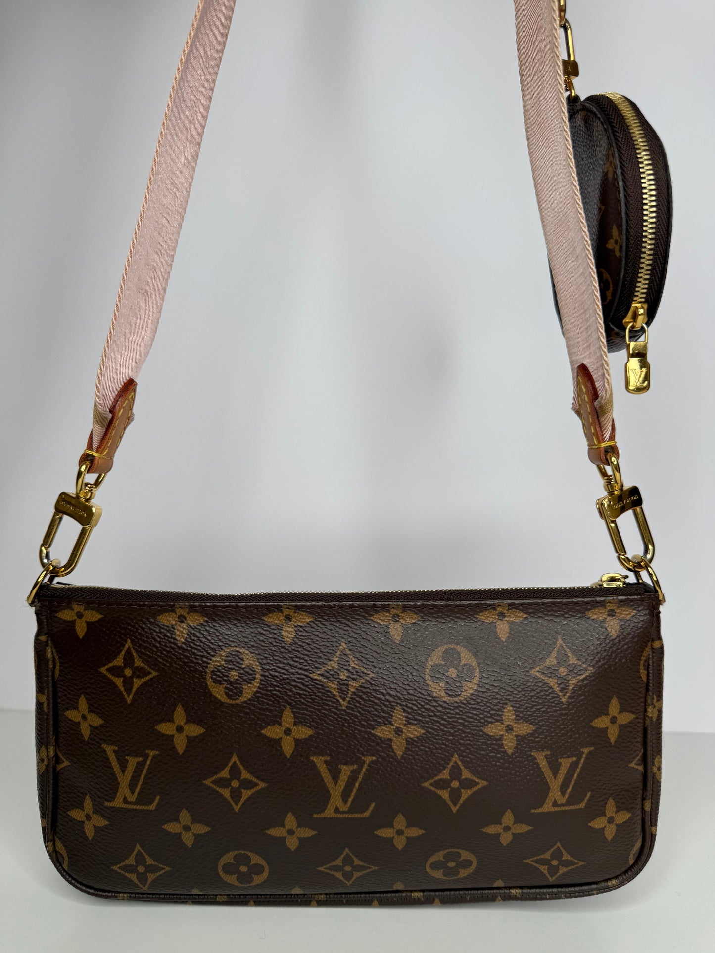 Louis Vuitton Multi Pochette Accessoires Rose Klair Strap Monogram Canvas