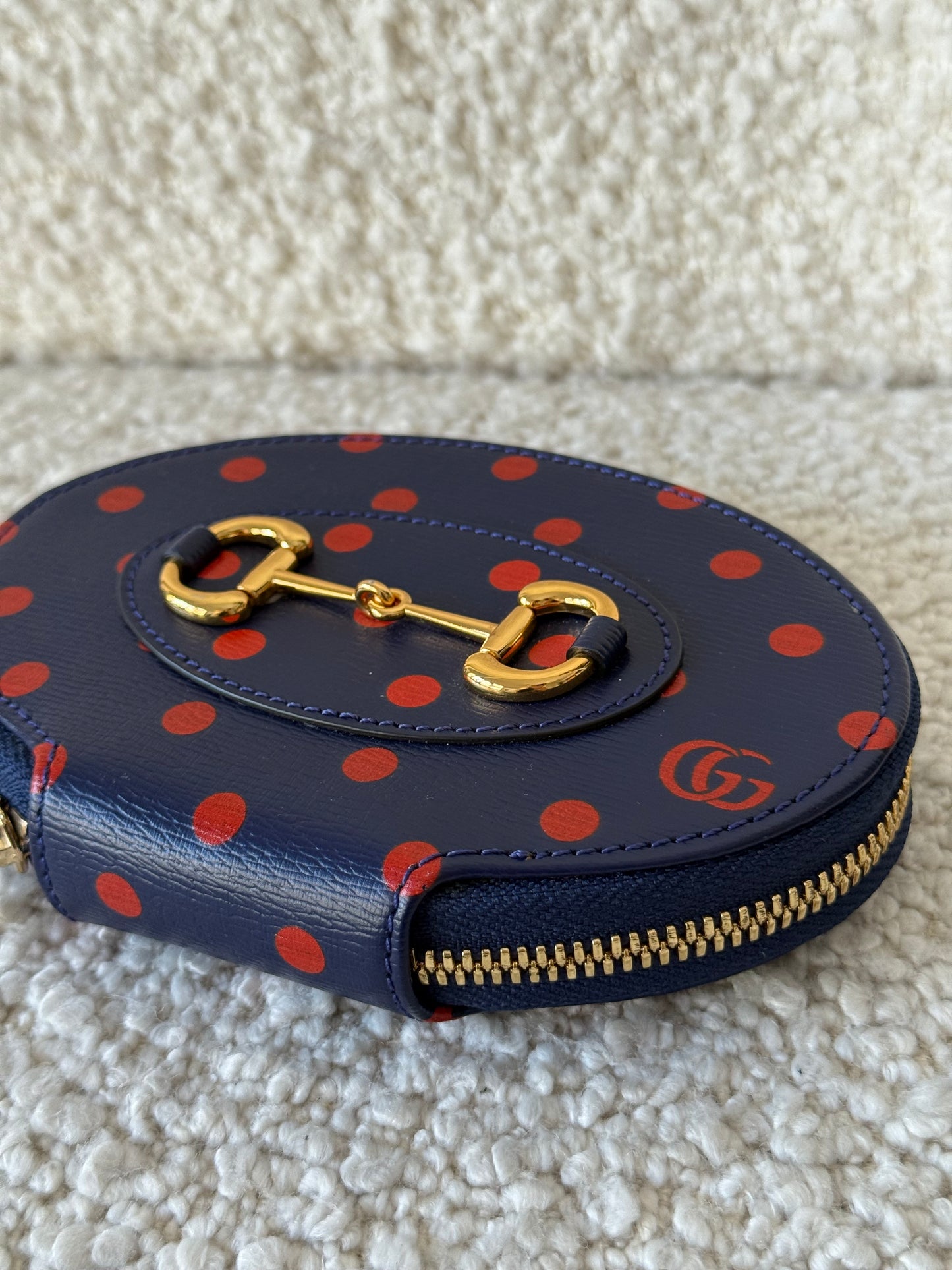 Gucci 1955 Horsebit Polka Dot Leather Oval Coin Purse