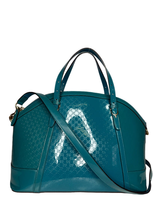 Gucci Patent Microguccissima Medium Nice Top Handle Dome Bag Deep Cobalt