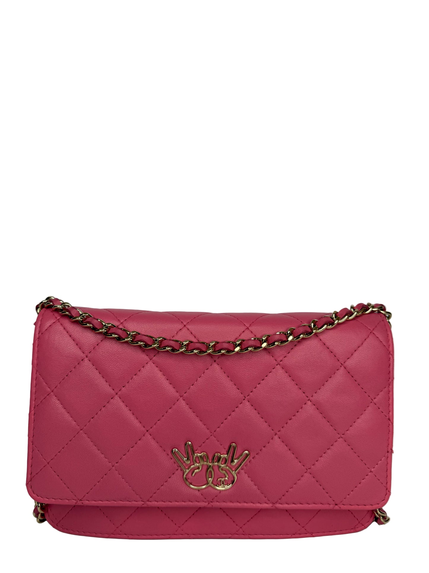 Chanel Pink Quilted Lambskin Emoticon Wallet on Chain