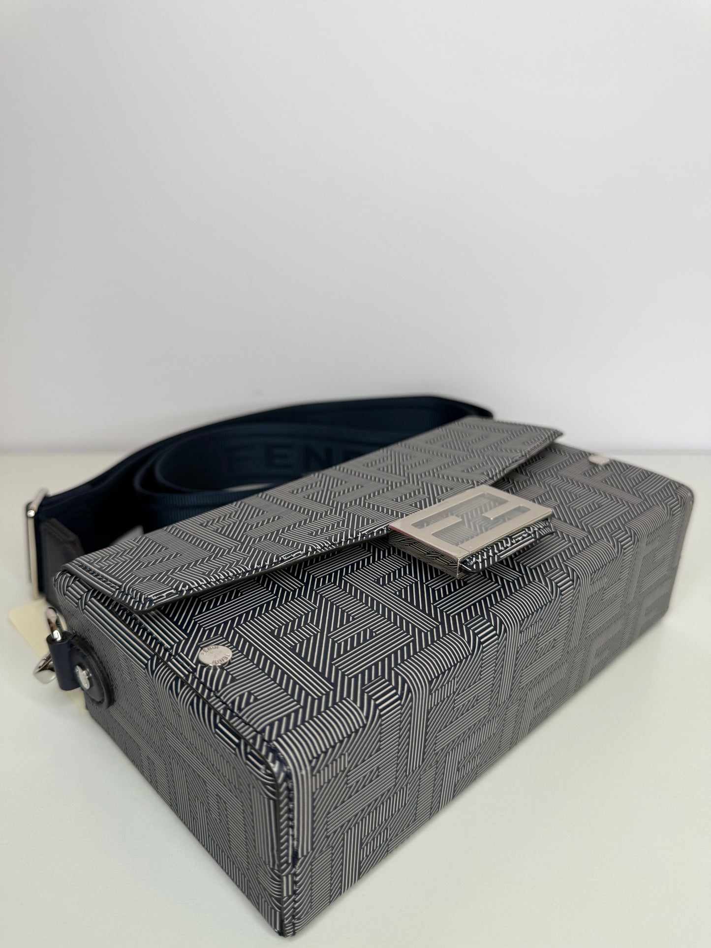 Fendi Unisex Baguette Soft Trunk Messenger Bag Blue