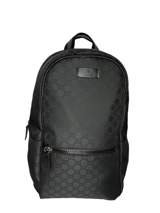 Gucci Black GG Nylon and Leather Rucksack Backpack