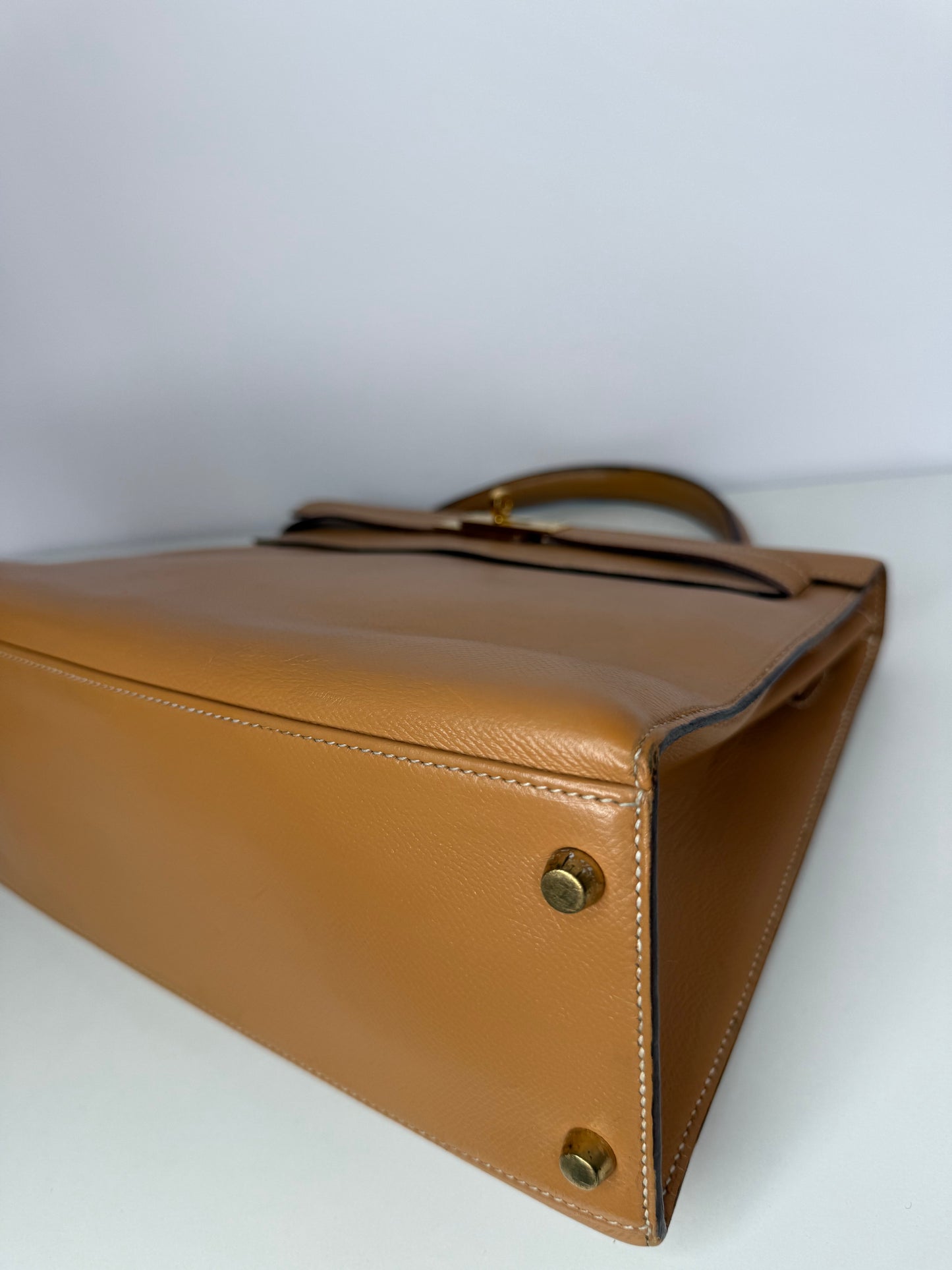 Hermès Vintage Kelly 32 Epsom Gold Leather GH