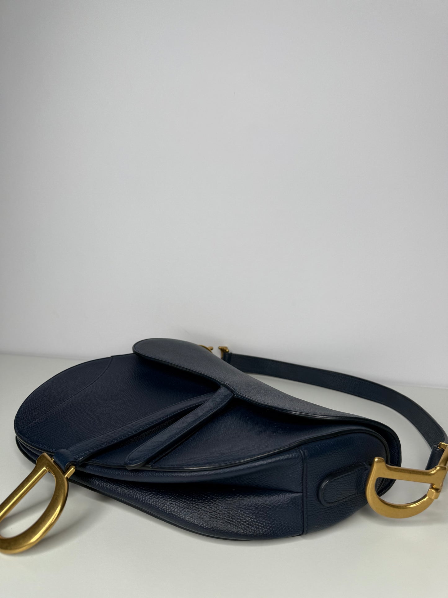 Dior Saddle Bag Deep Ocean Blue Grained Calfskin