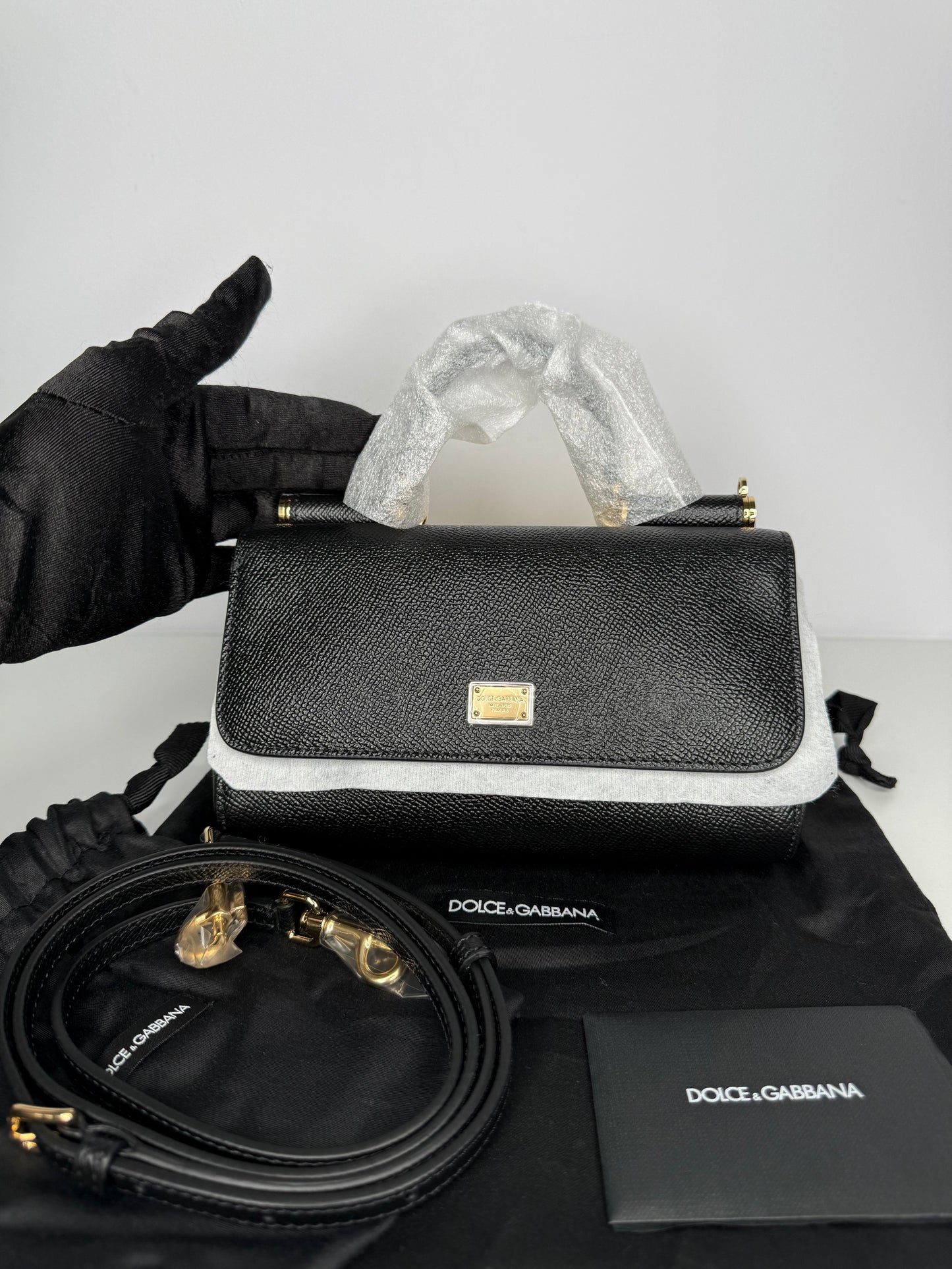 Dolce Gabbana Black Mini Sicily Crossbody Bag