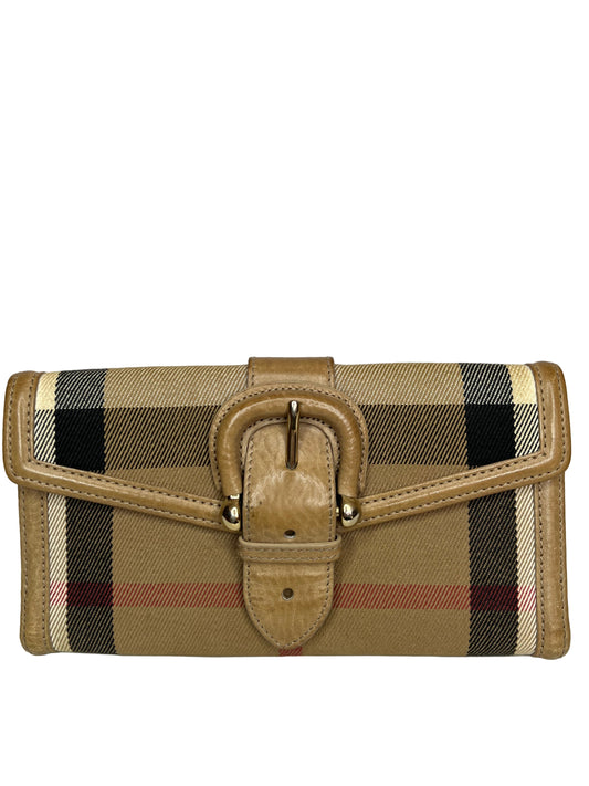 Burberry Beige Nova Check Canvas and Leather Buckle Flap Wallet