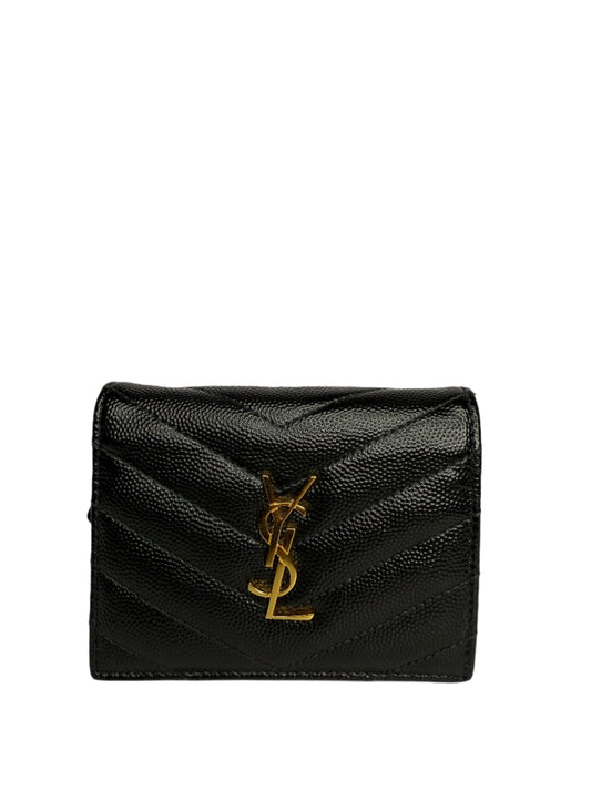 Saint Laurent Cassandre Matelassé Small Envelope Wallet In Grain De Poudre Leather