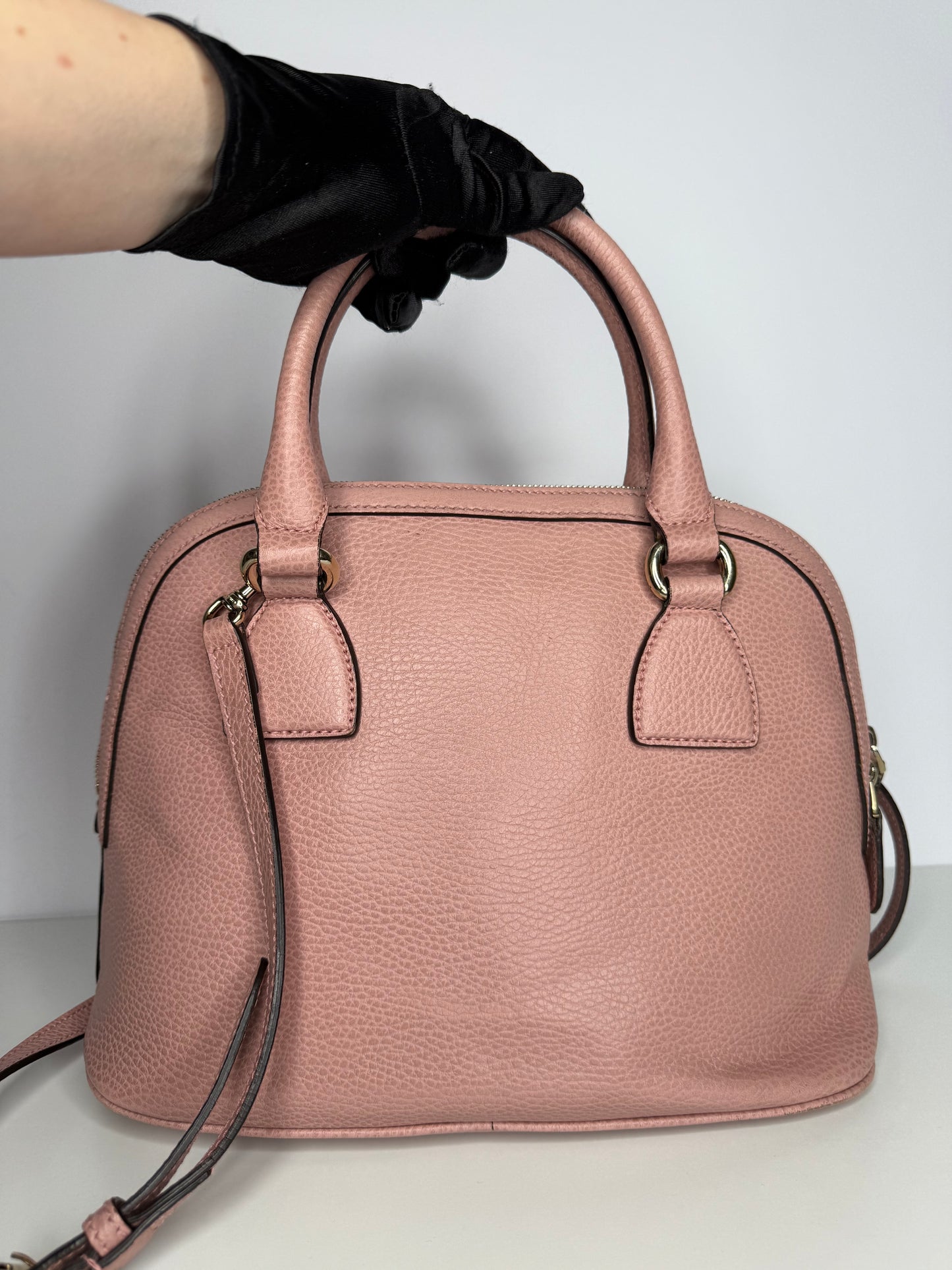 Gucci Dollar Calfskin Small GG Charm Dome Bag Baby Pink