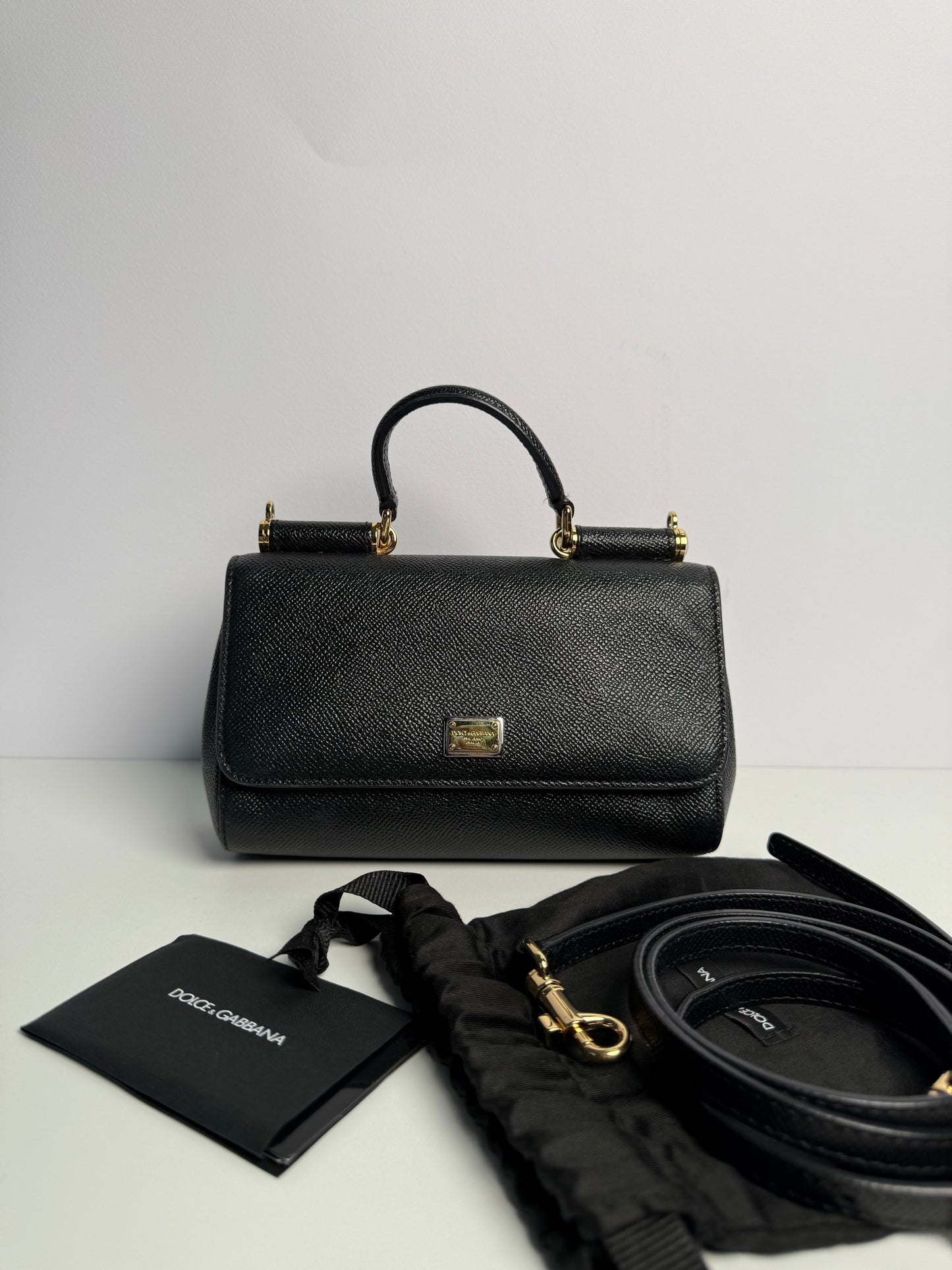 Dolce Gabbana Black Mini Sicily Crossbody Bag