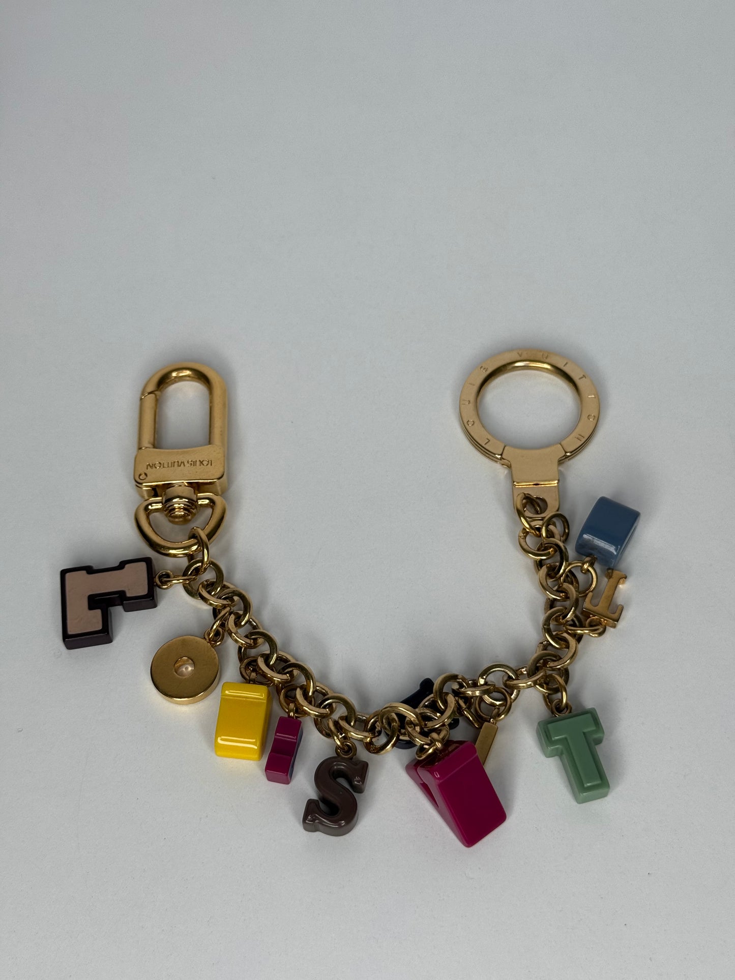 Louis Vuitton Multicolor Resin Playtime Letters Gold Tone Key Ring / Bag Charm