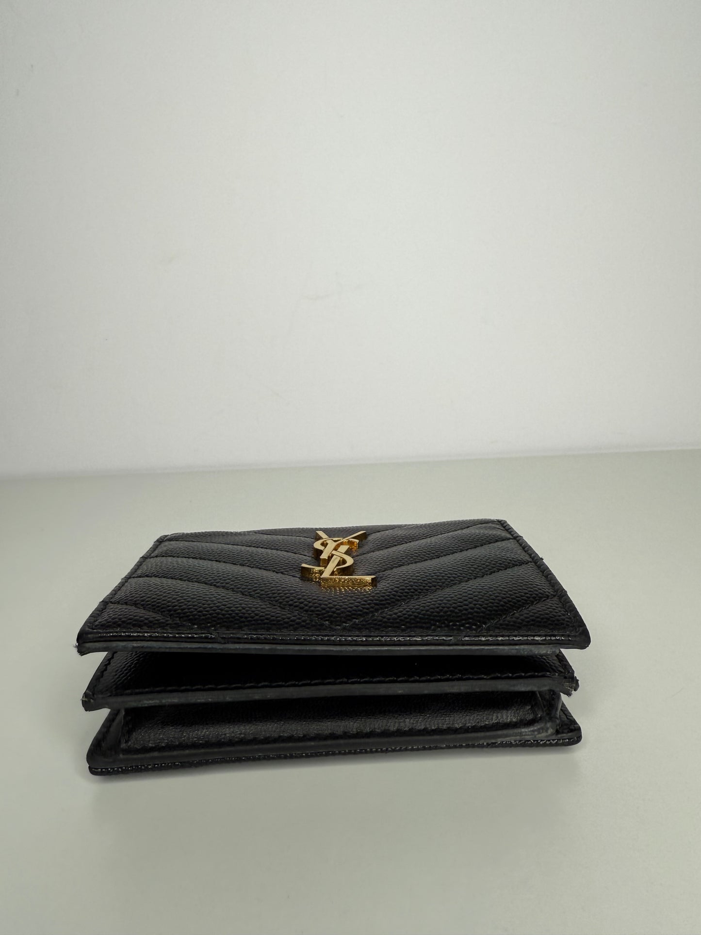 Saint Laurent Cassandre Matelassé Small Envelope Wallet In Grain De Poudre Leather