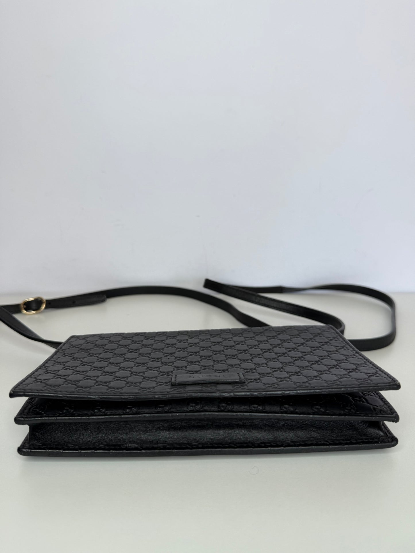 Gucci Black Microguccissima Wallet on Strap Crossbody Bag