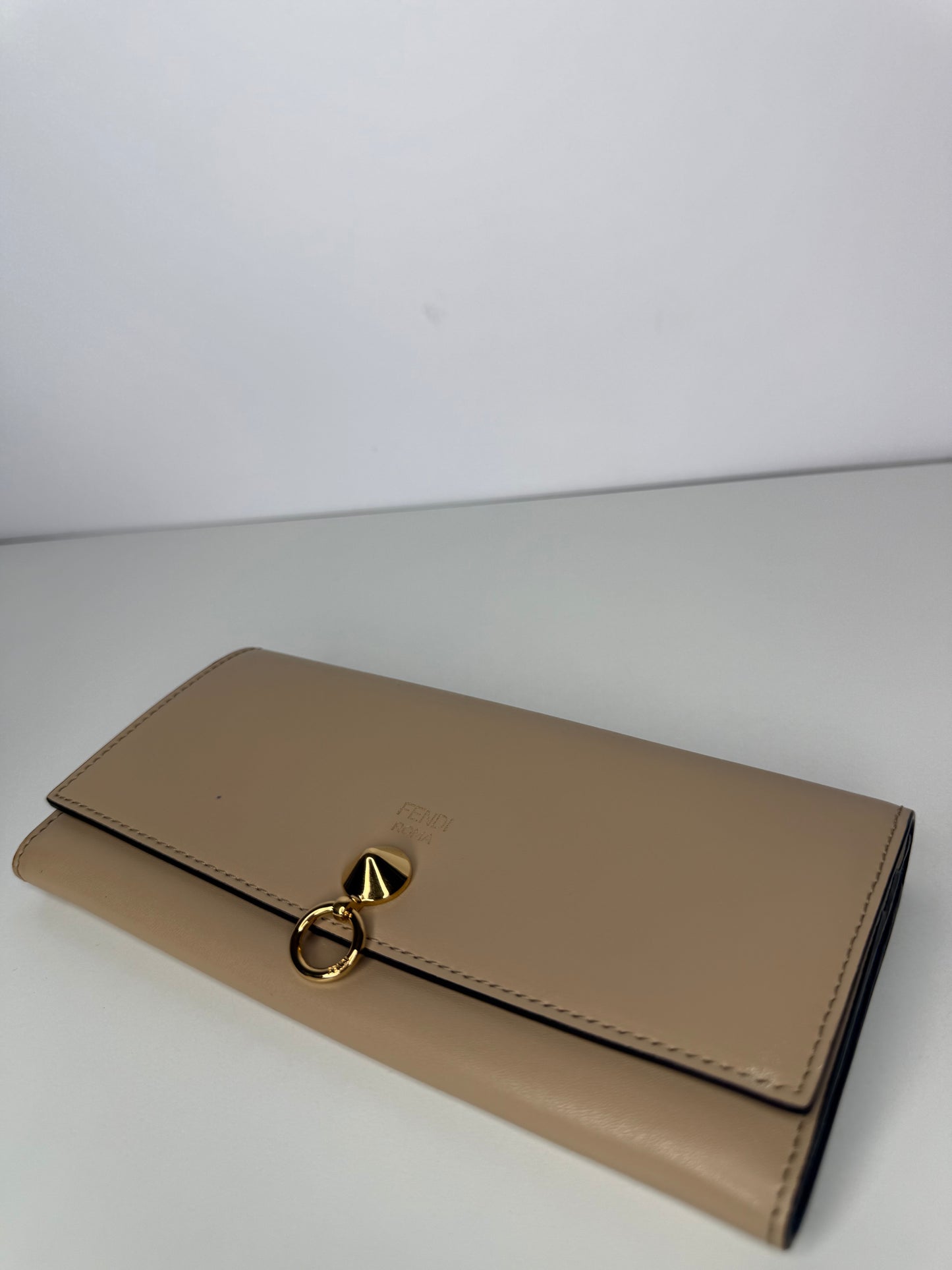 Fendi Beige Leather By The Way Flap Wallet