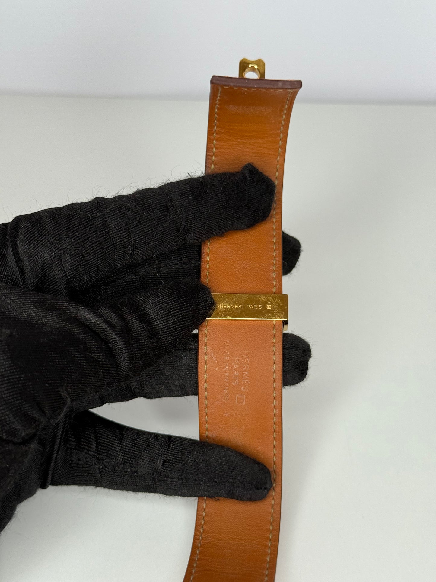 Hermès Collier de Chien Shiny Orange Alligator Bracelet