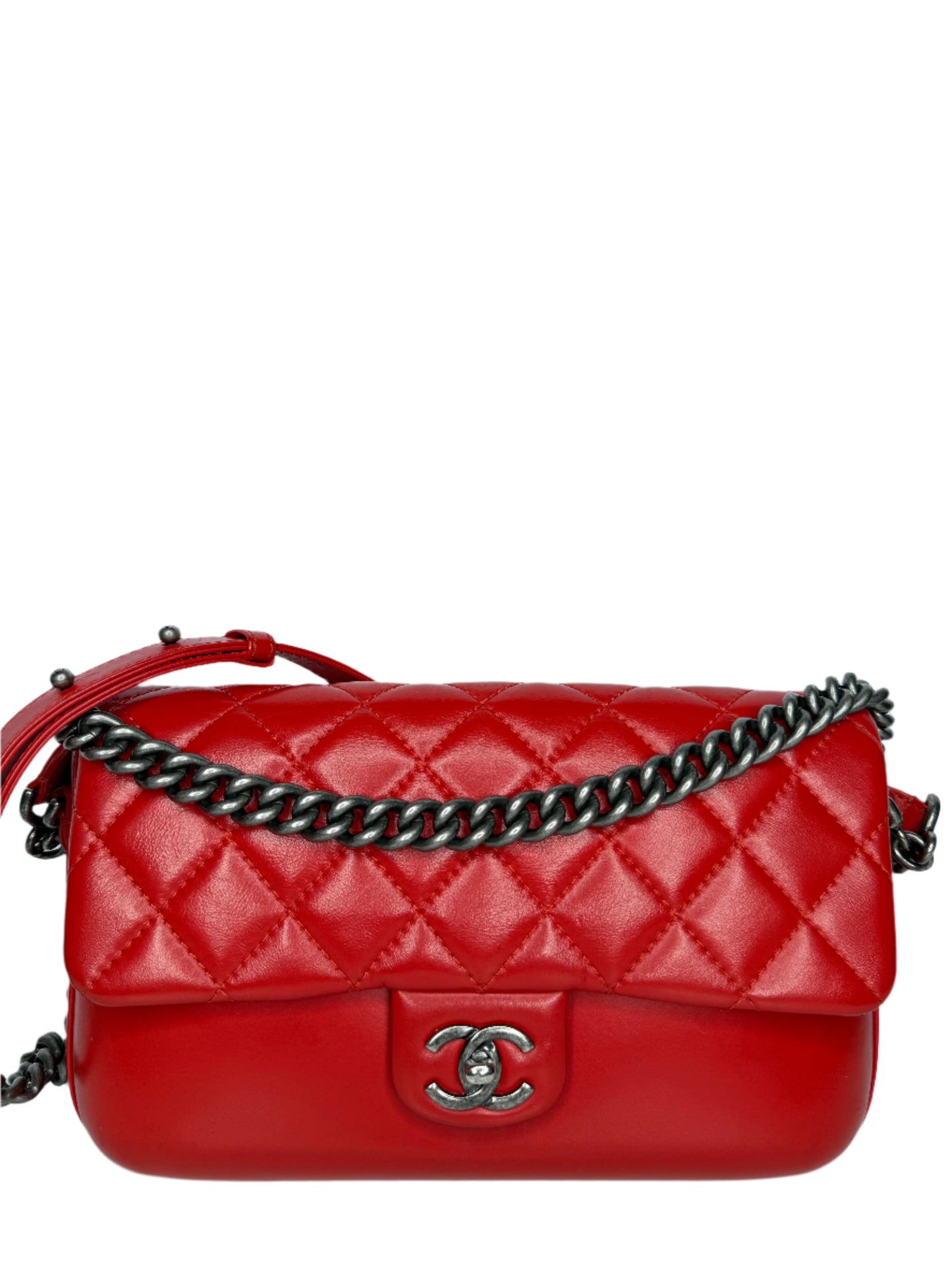 Chanel Red Calfskin Quilted Medium Rock My Shoulder Flap Bag