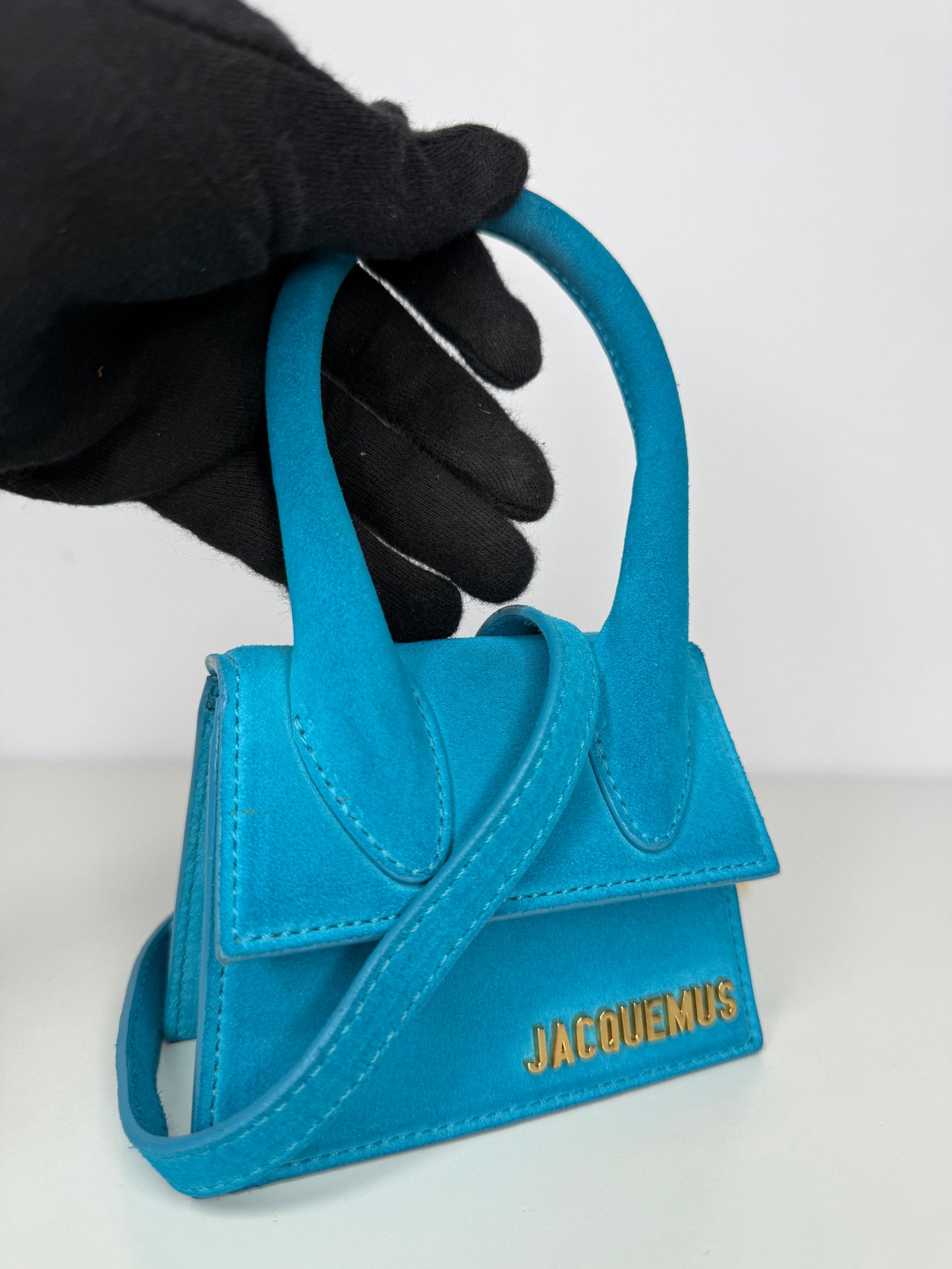 Jacquemus Le Chiquito Mini Turquoise Suede Leather Bag