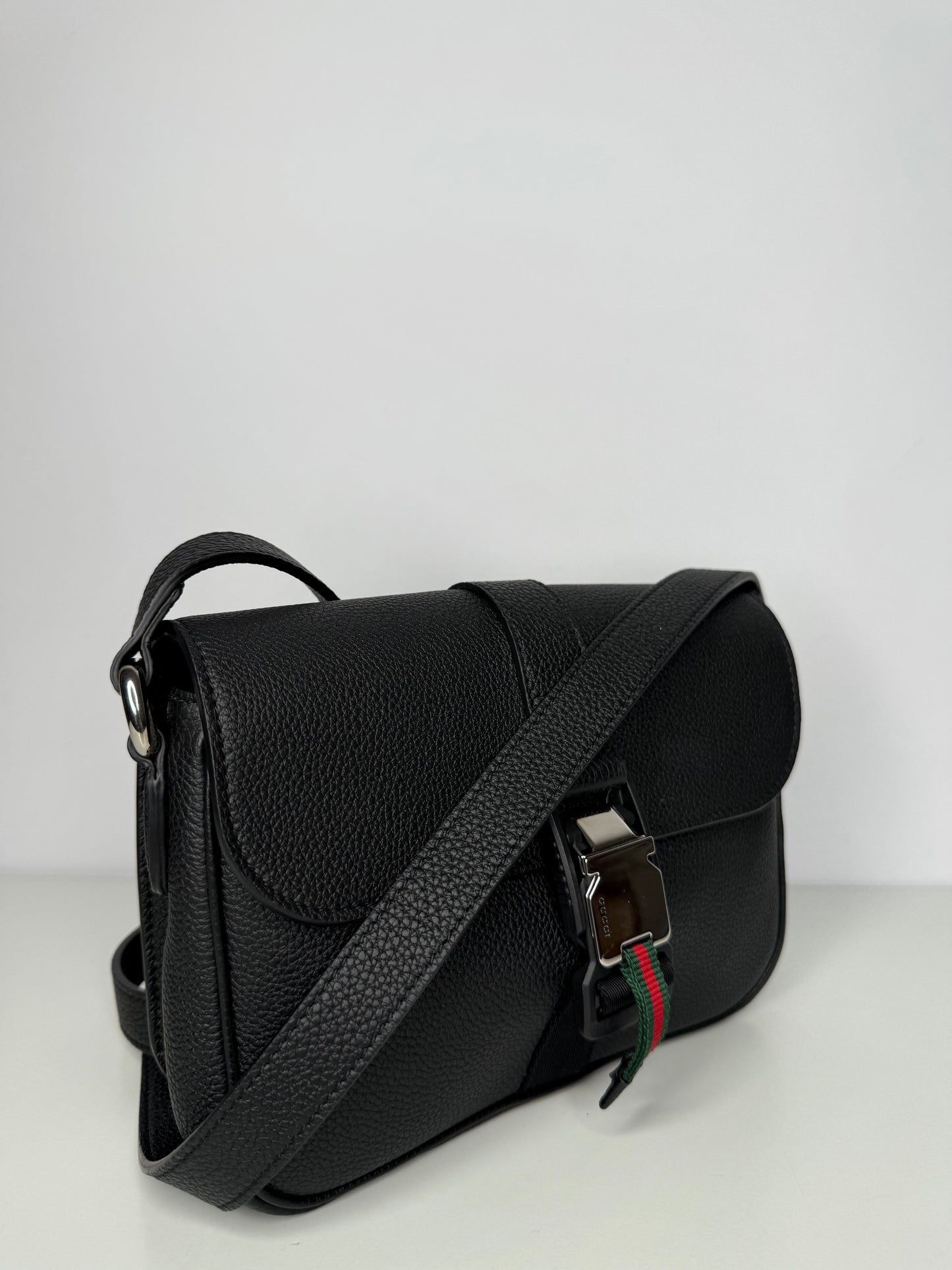 Gucci Black Soft Grainy Leather Super Mini Shoulder Bag