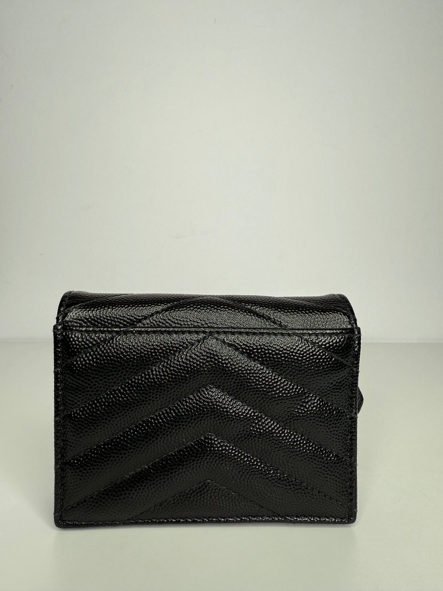 Saint Laurent Cassandre Matelassé Small Envelope Wallet In Grain De Poudre Leather