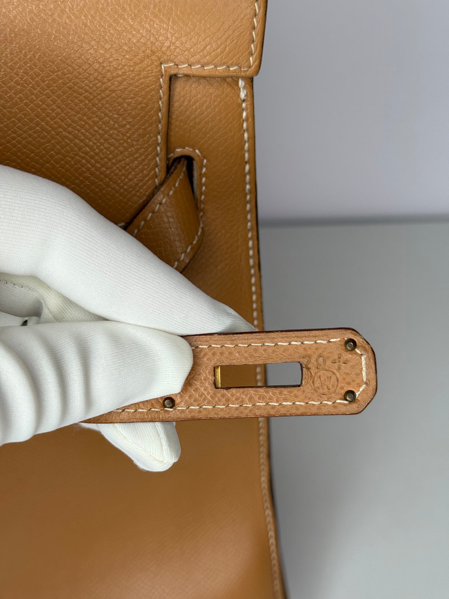 Hermès Vintage Kelly 32 Epsom Gold Leather GH