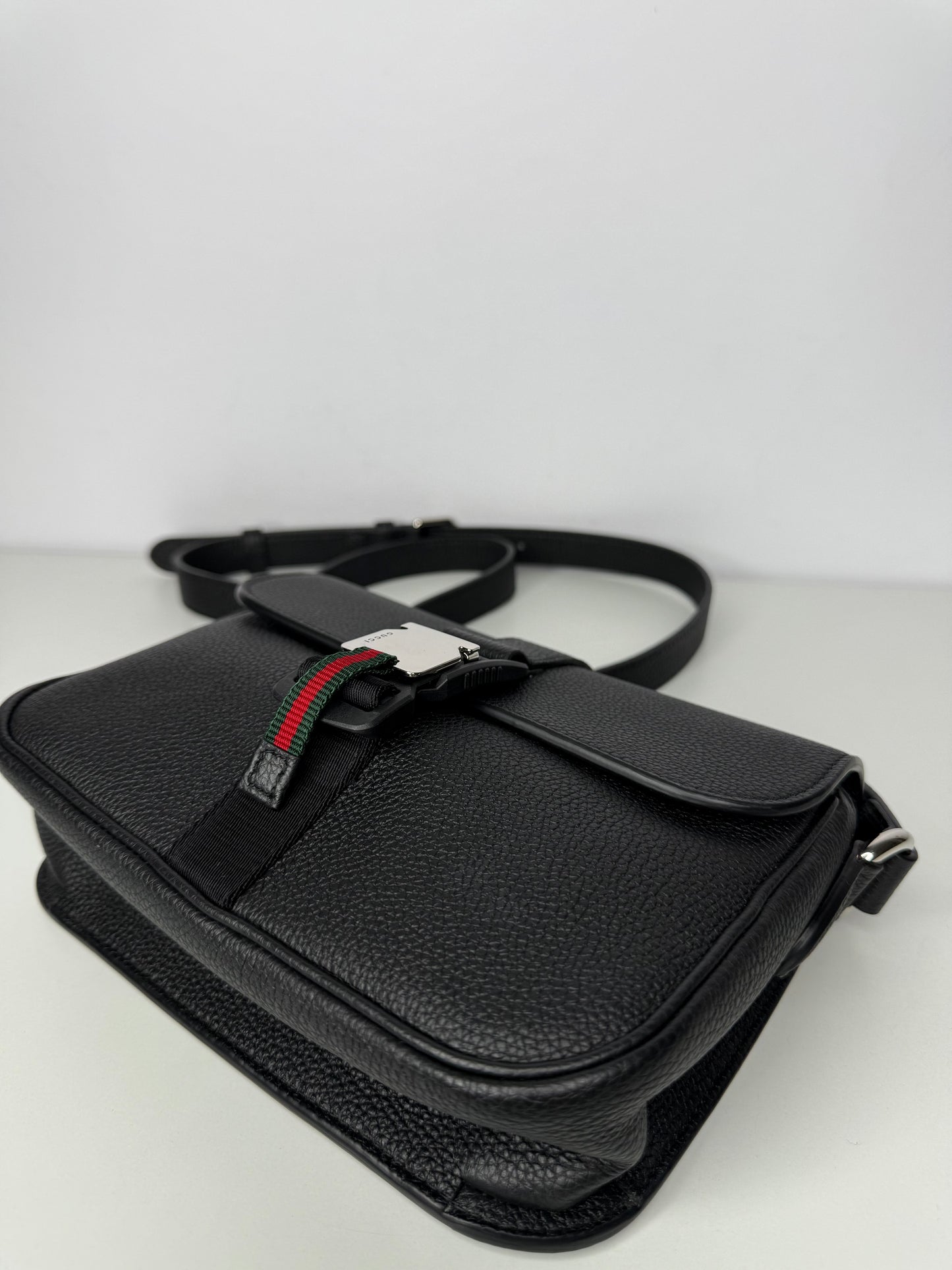 Gucci Black Soft Grainy Leather Super Mini Shoulder Bag