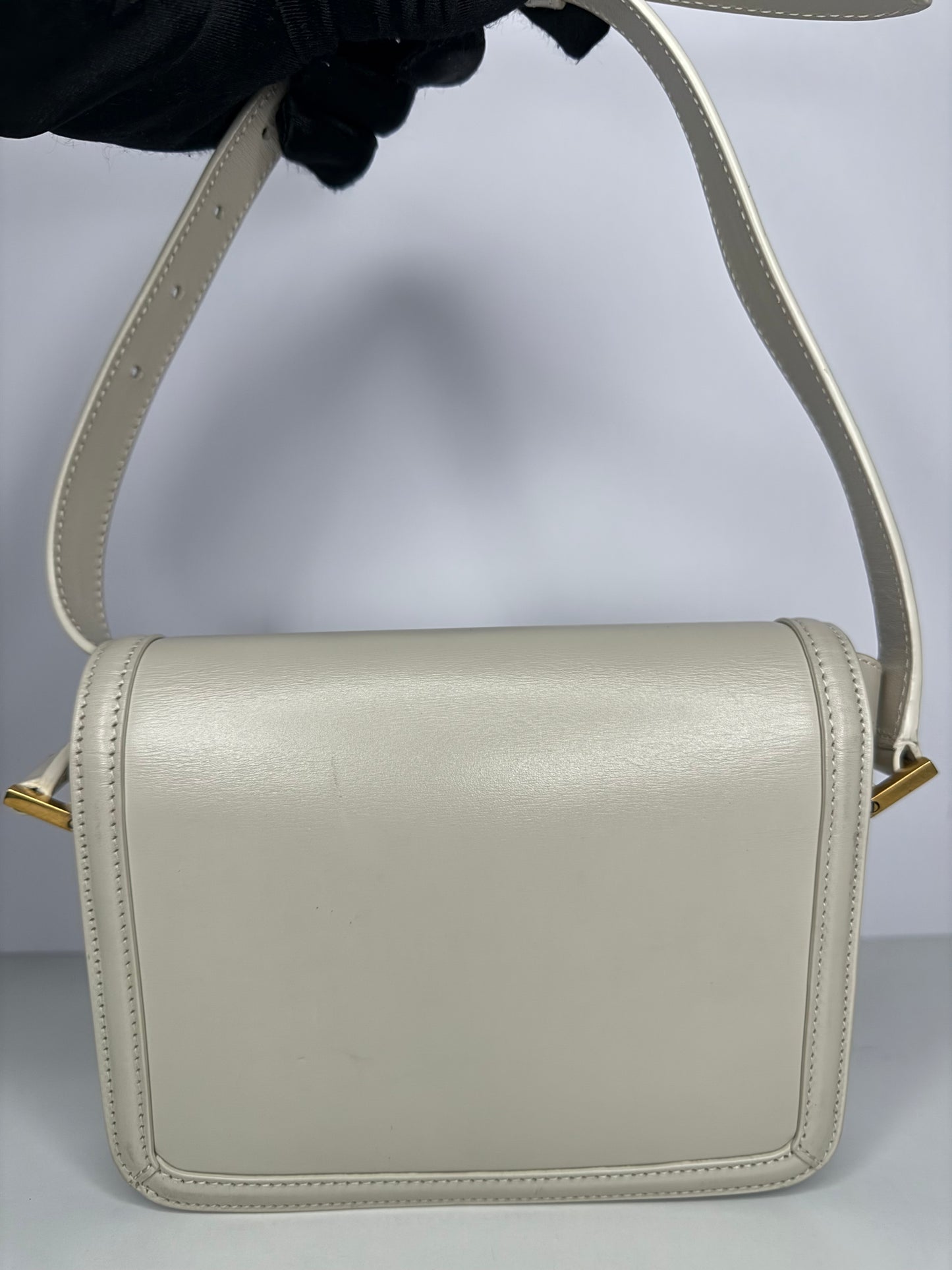 Saint Laurent Solferino Small Satchel In Box Leather Blanc Vintage