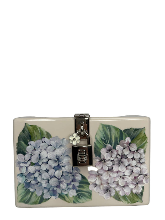 Dolce Gabbana Ivory Hydrangea Acrylic Dolce Box Clutch