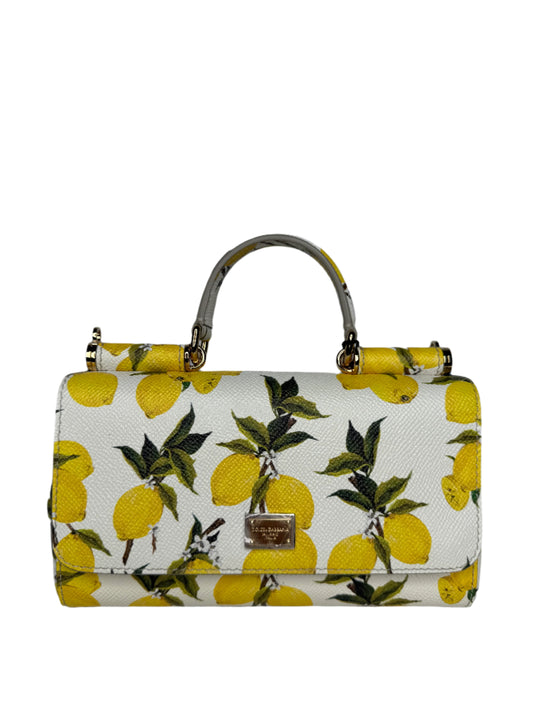 Dolce Gabbana Lemon Print Dauphine Mini Sicily Crossbody Bag