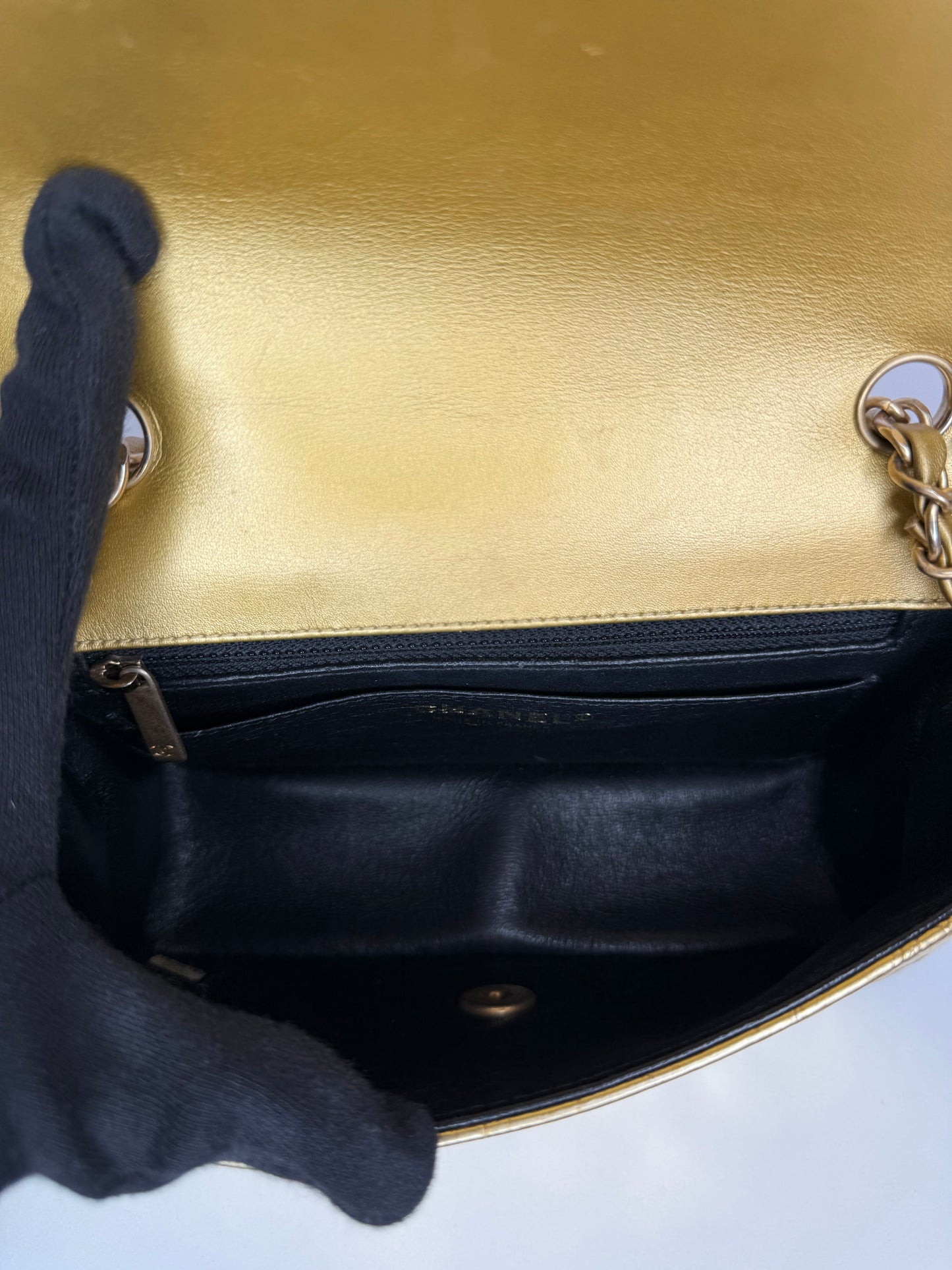 Chanel Classic Crocodile Embossed Metallic Calfskin Single Flap Bag