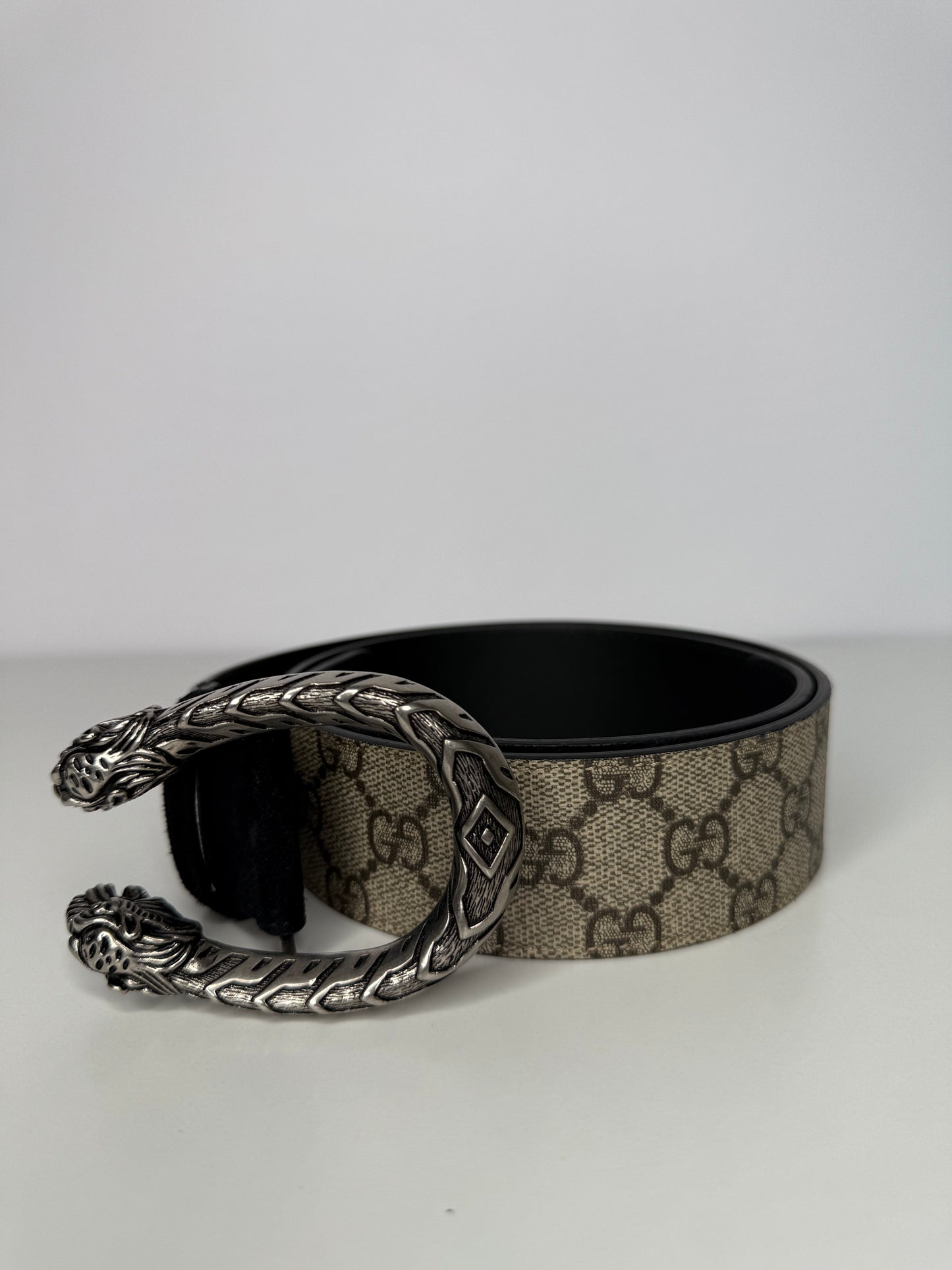 Gucci GG Supreme Monogram Suede Dionysus Belt