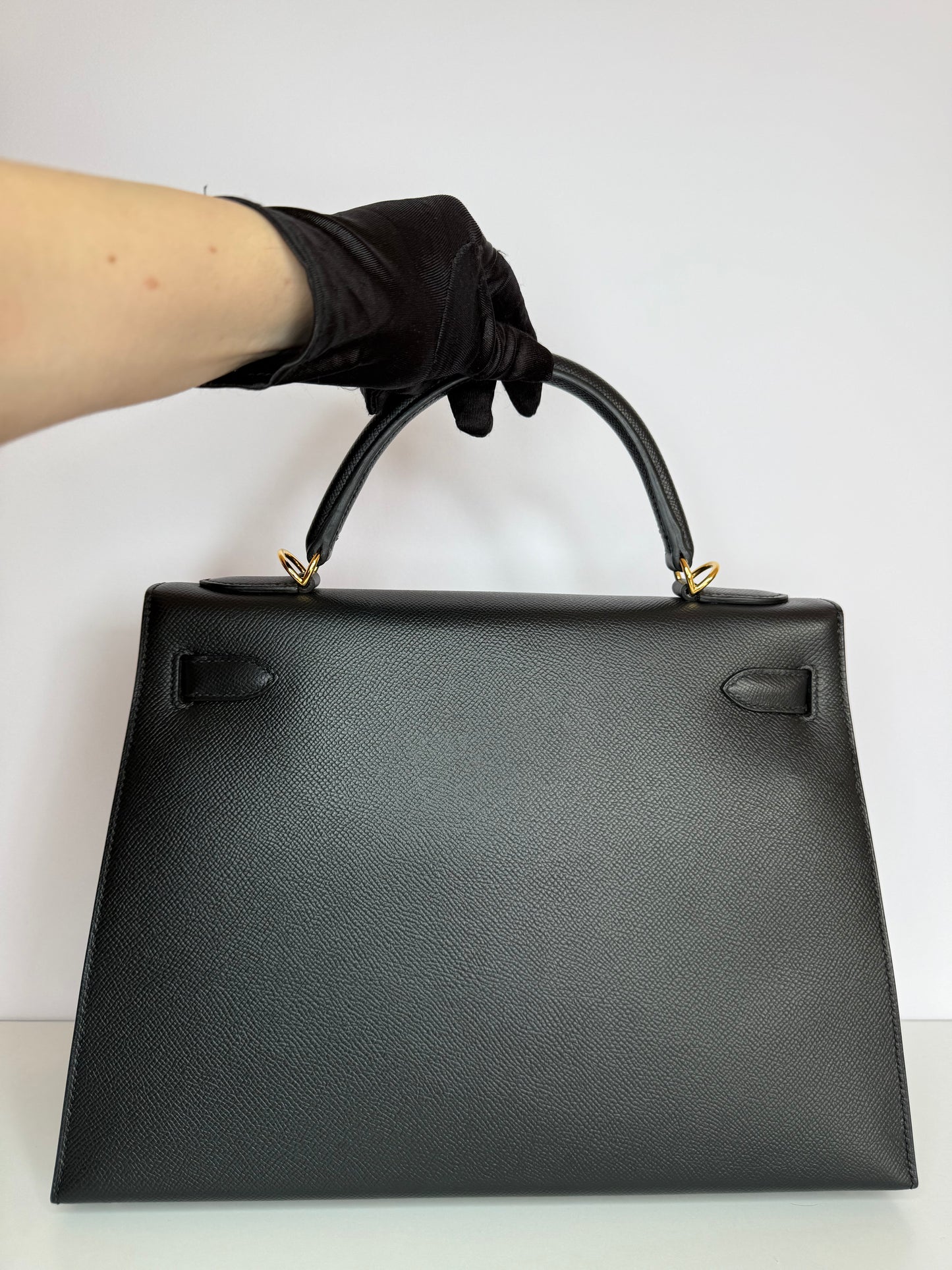 Hermès Kelly Sellier 32 Black Epsom Leather Gold Hardware