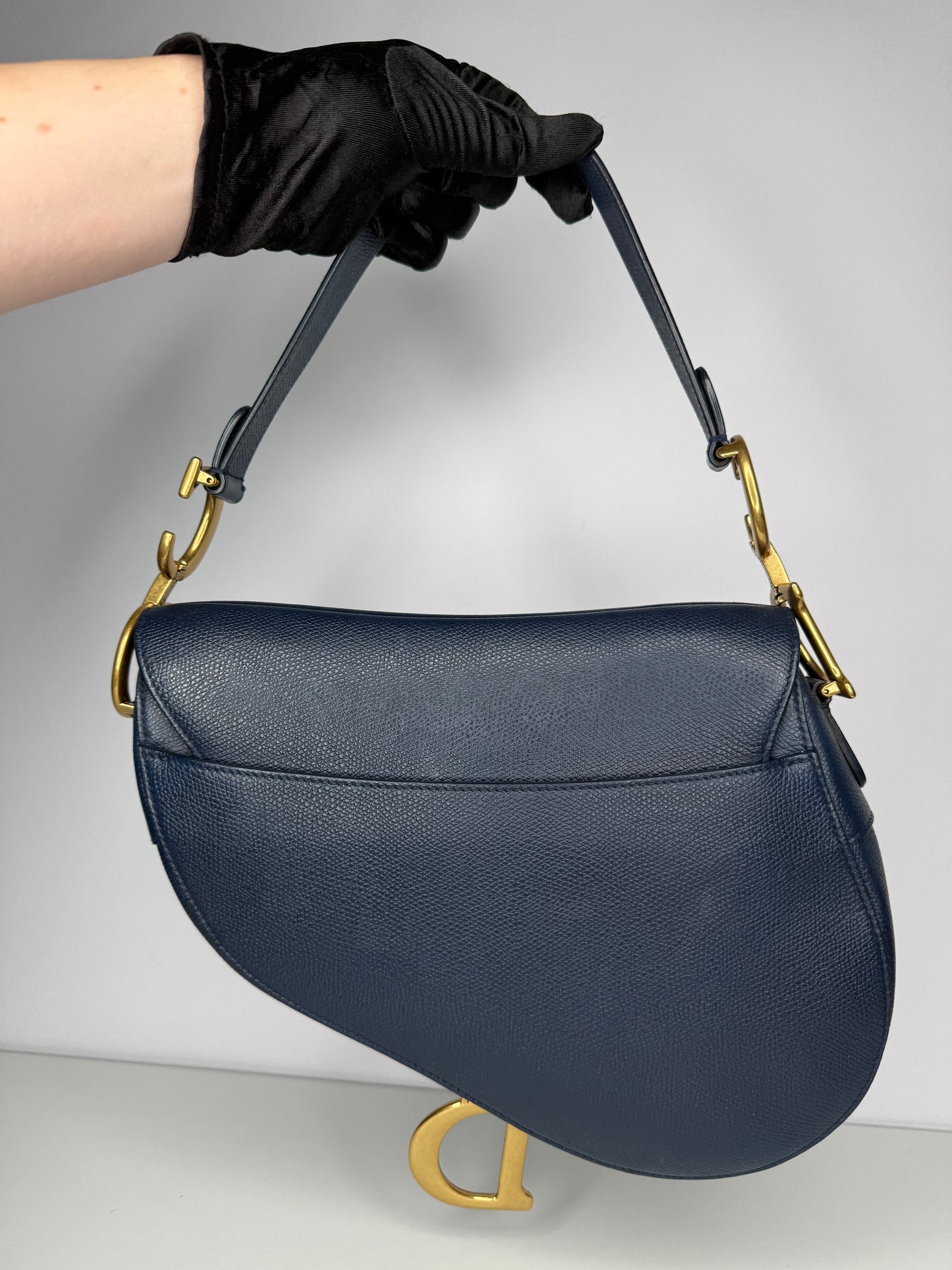 Dior Saddle Bag Deep Ocean Blue Grained Calfskin