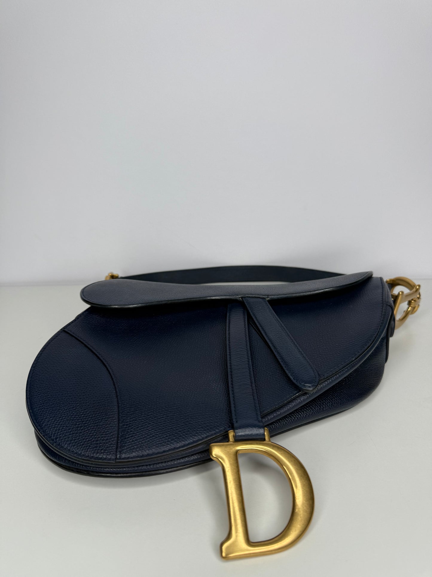 Dior Saddle Bag Deep Ocean Blue Grained Calfskin