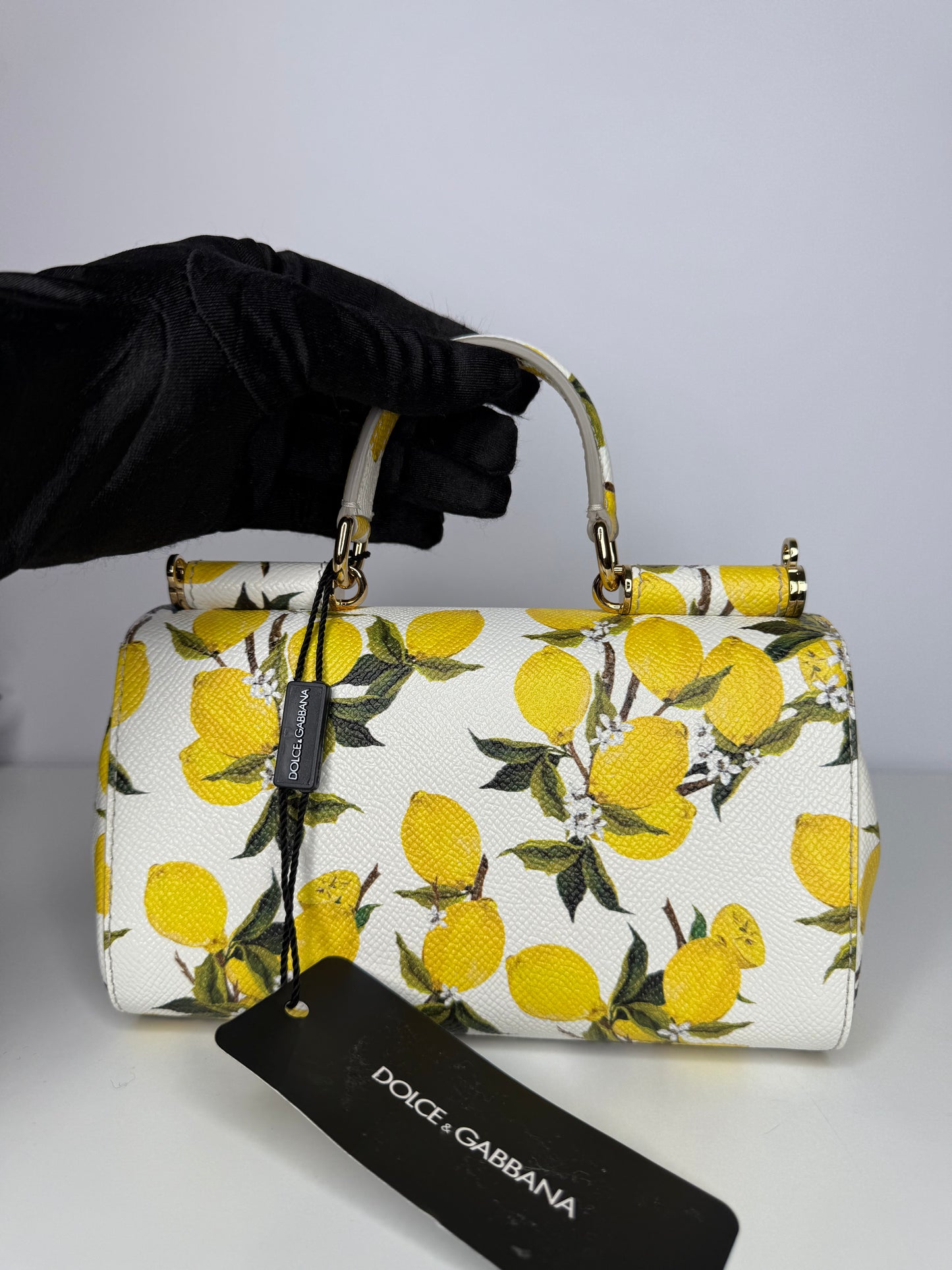 Dolce Gabbana Lemon Print Dauphine Mini Sicily Crossbody Bag